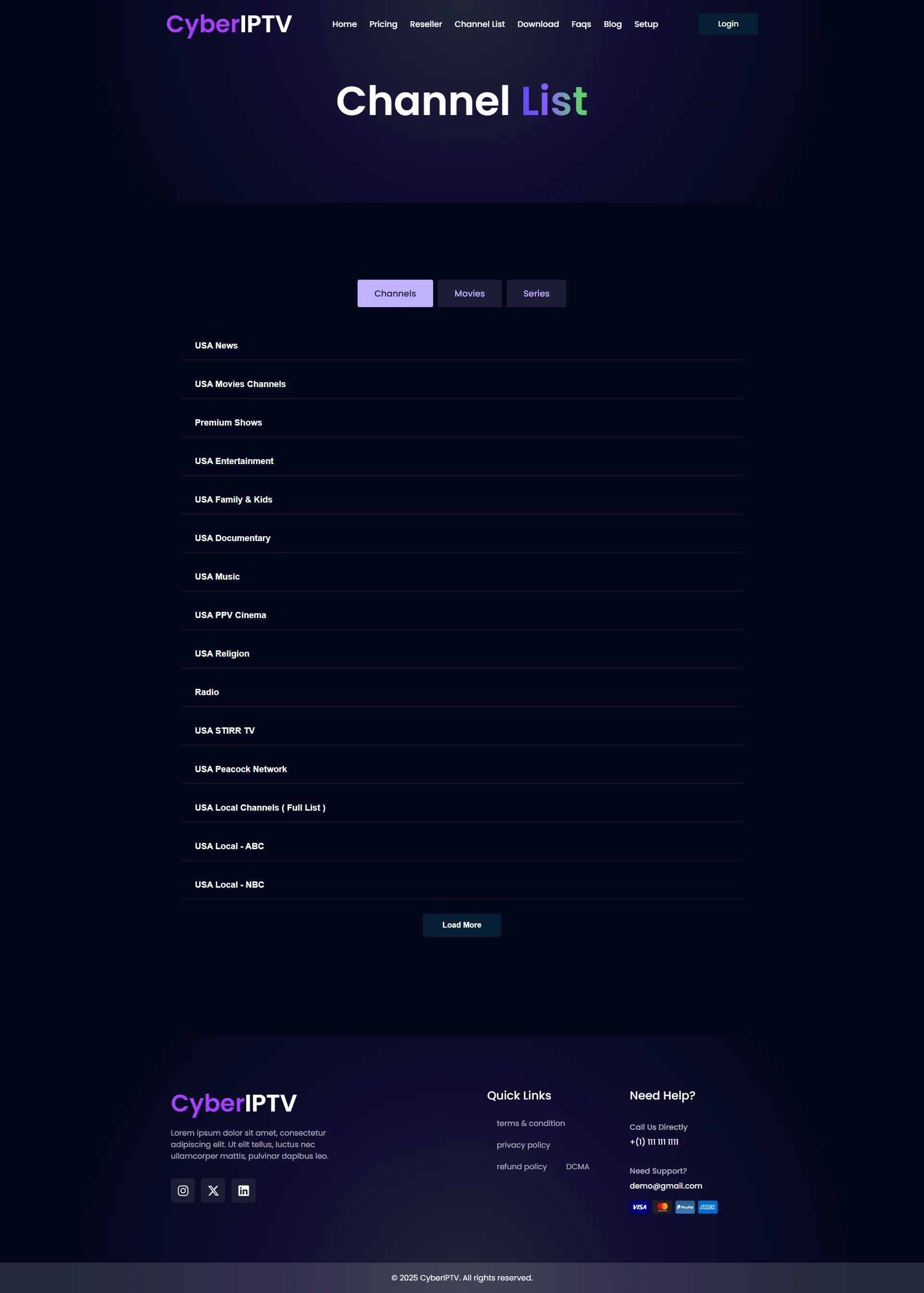 Channels — AbyssTV IPTV WordPress Theme