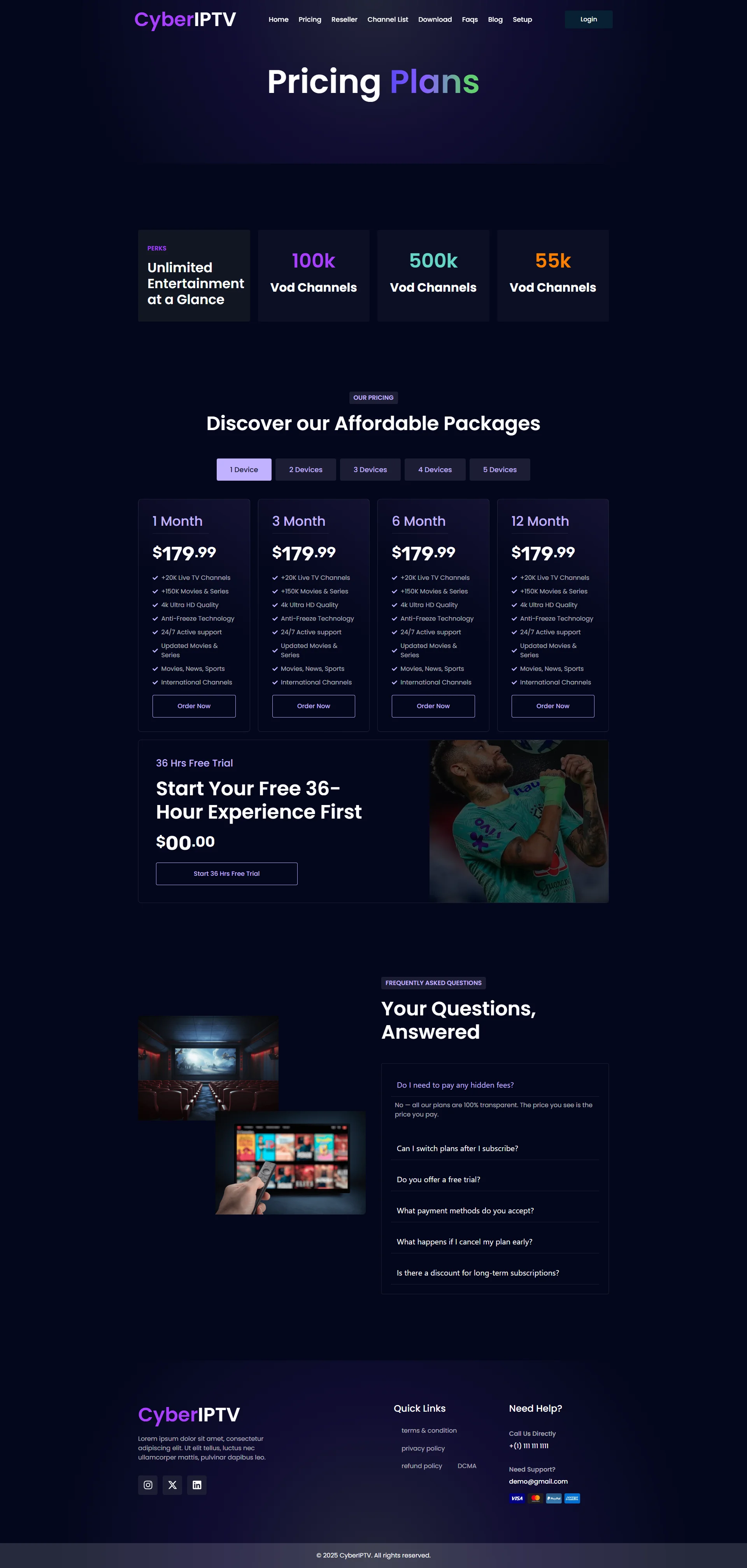 Pricing — AbyssTV IPTV WordPress Theme