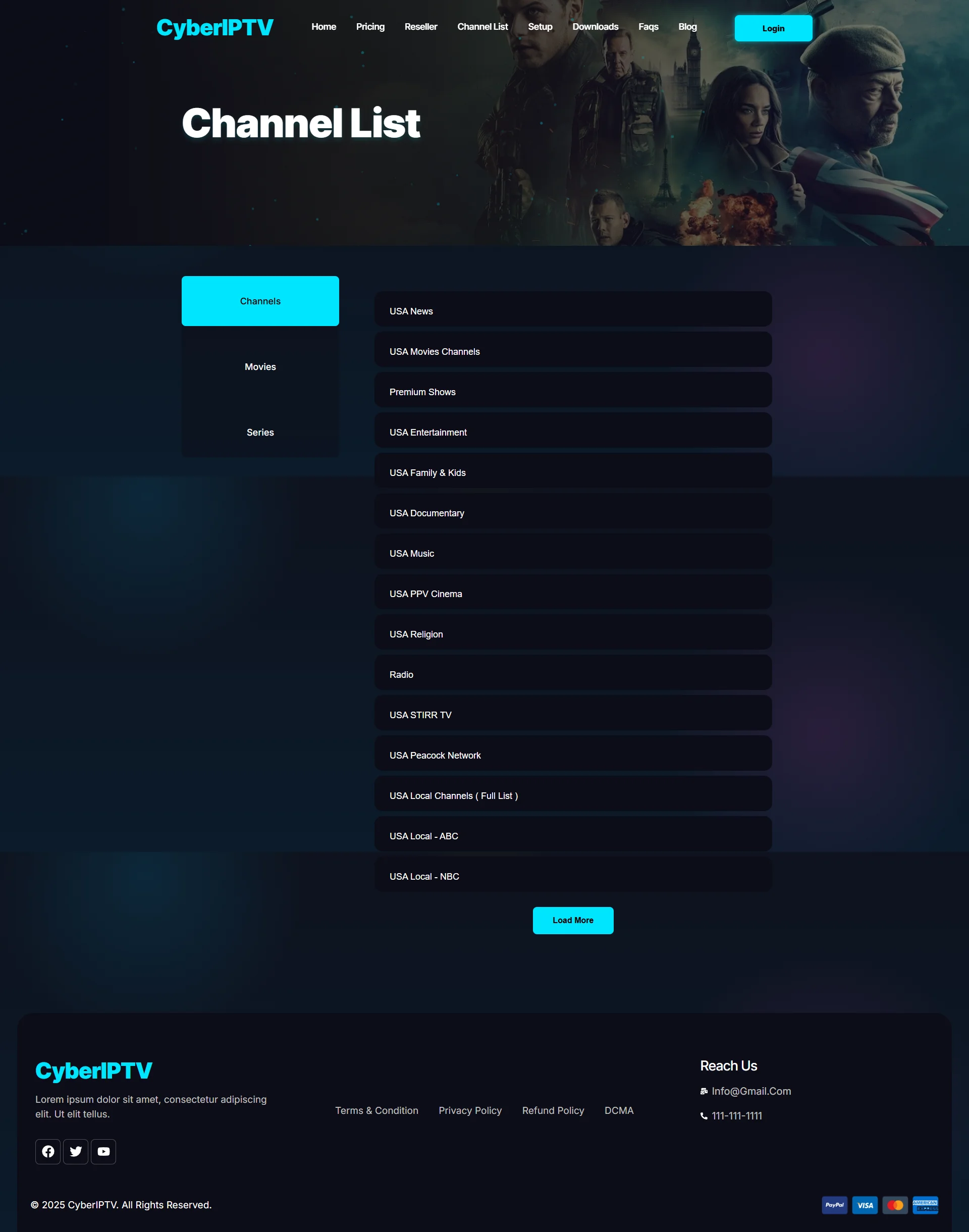 Channels — AzureGlow IPTV WordPress Theme