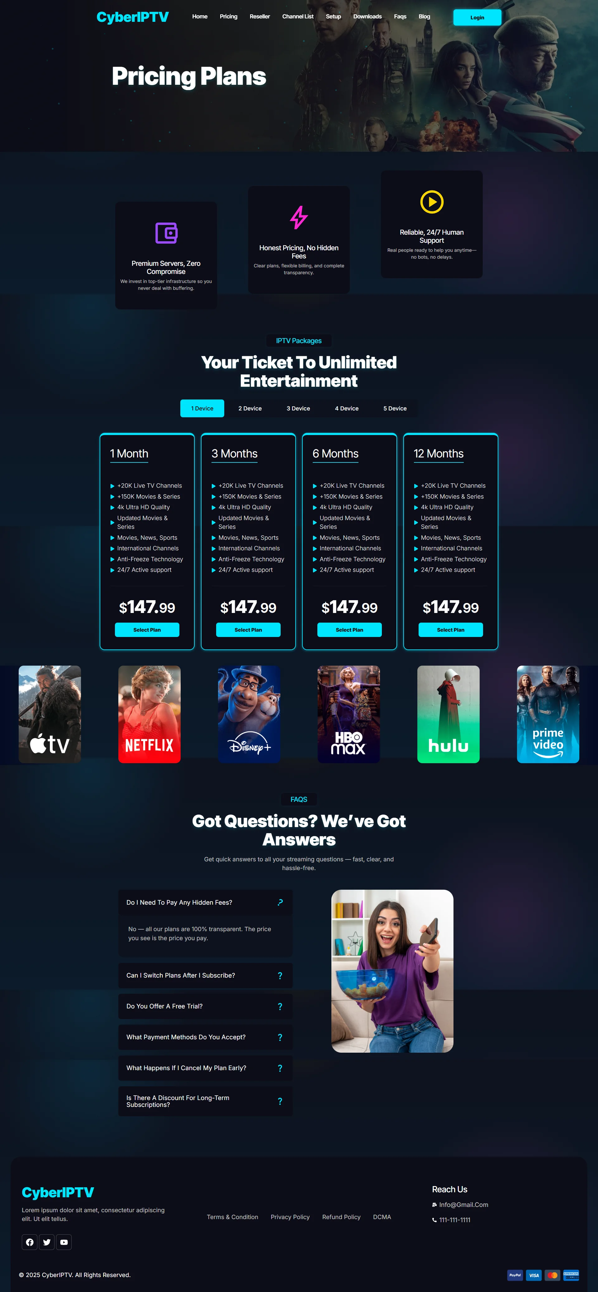 Pricing — AzureGlow IPTV WordPress Theme