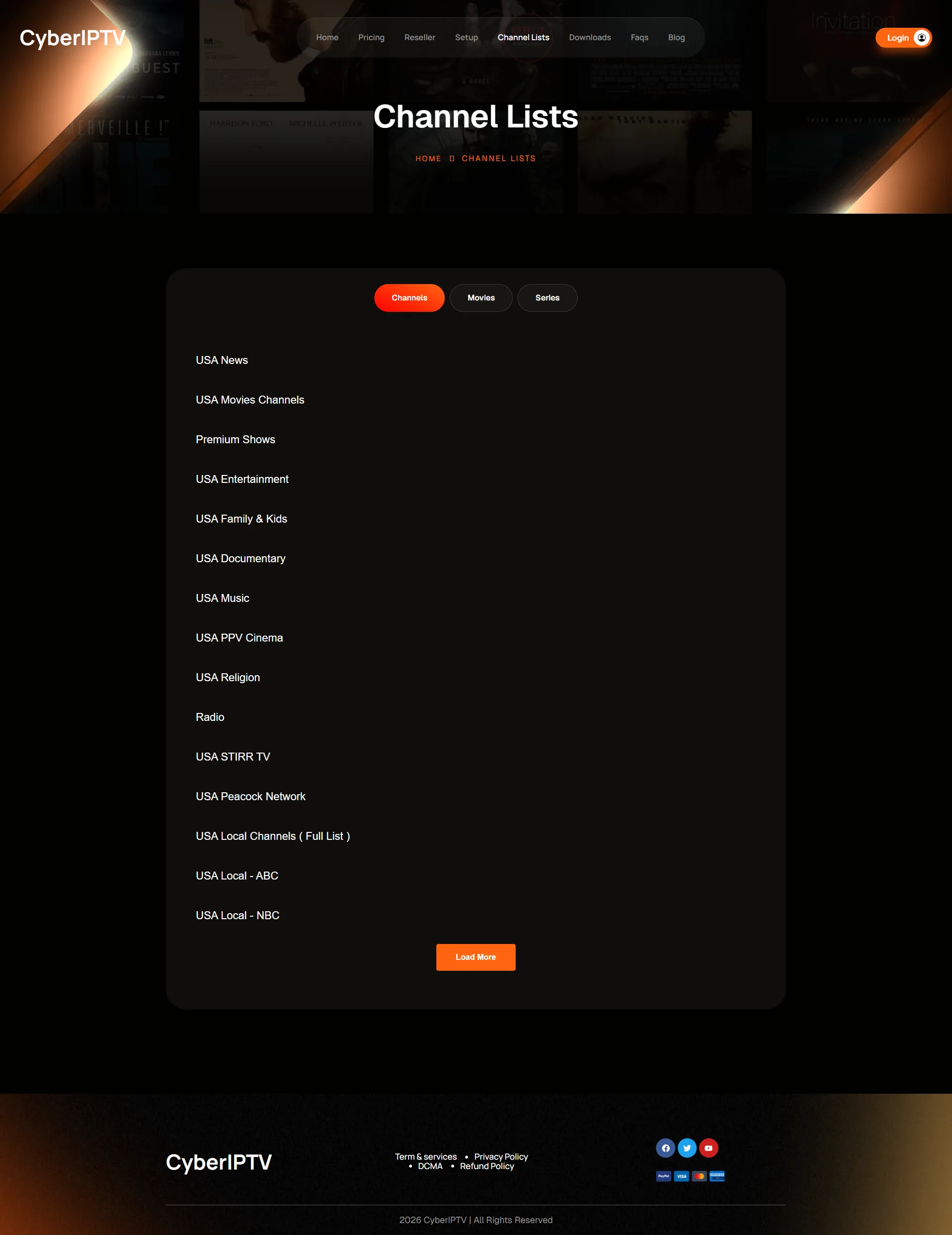 Channels — OrangeFlare IPTV WordPress Theme