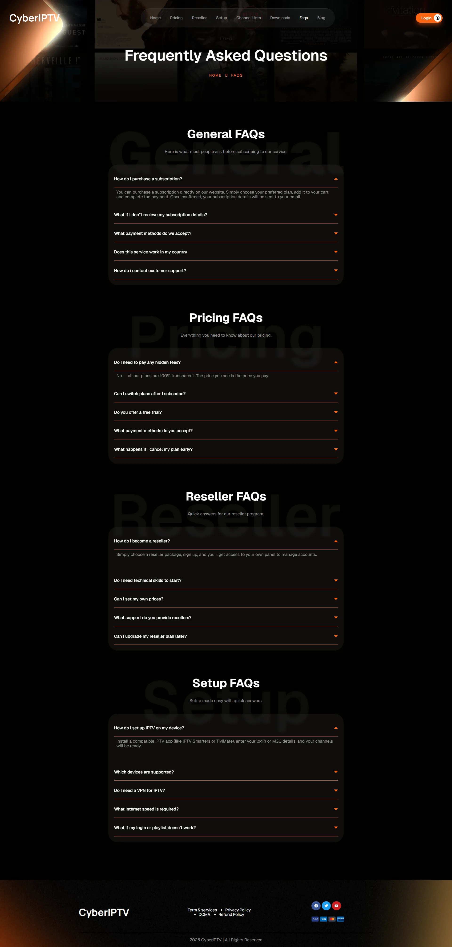 FAQ — OrangeFlare IPTV WordPress Theme