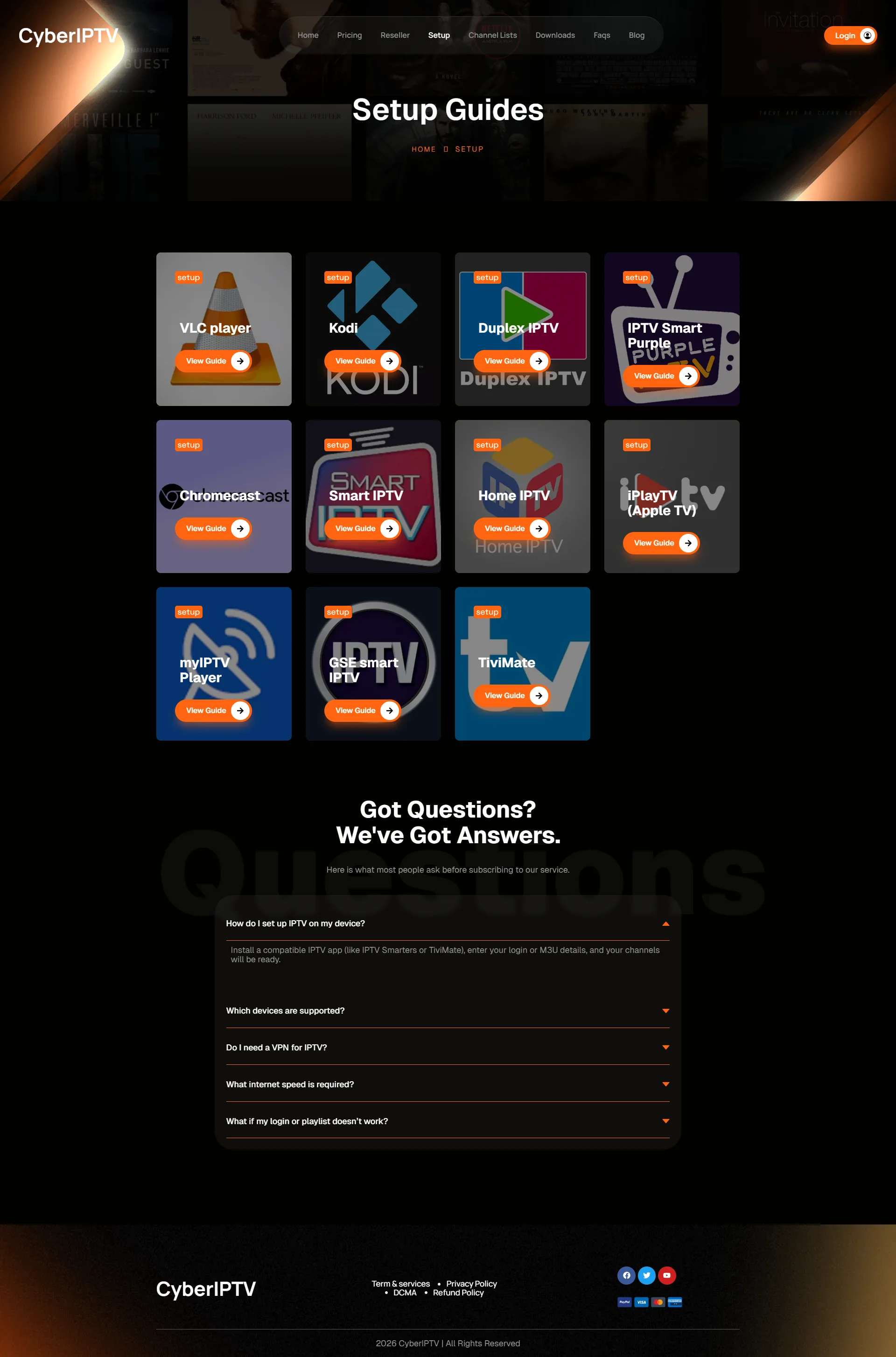 Setup — OrangeFlare IPTV WordPress Theme