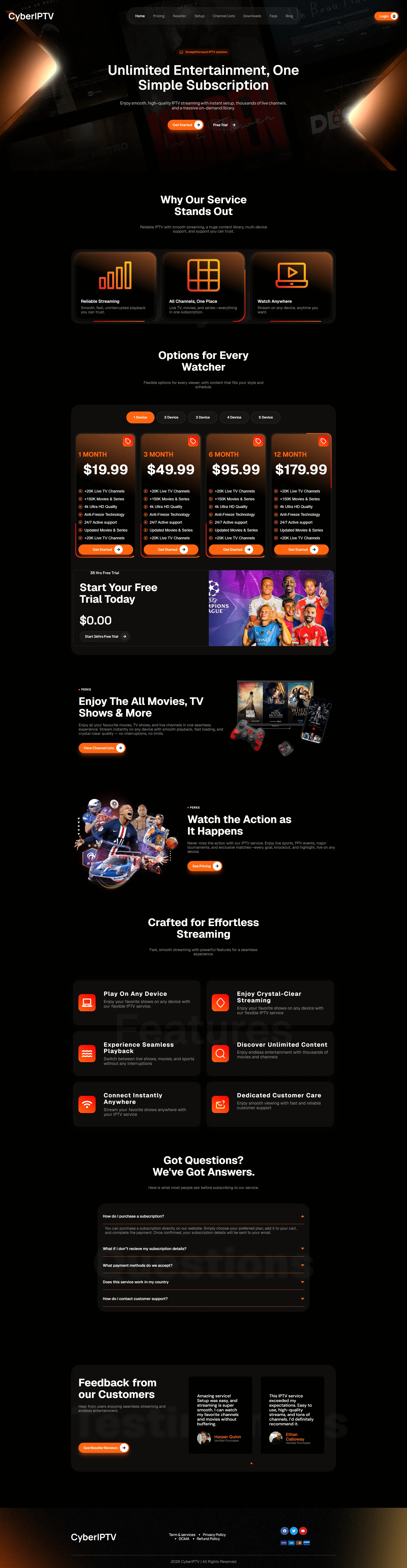 OrangeFlare IPTV WordPress Theme preview