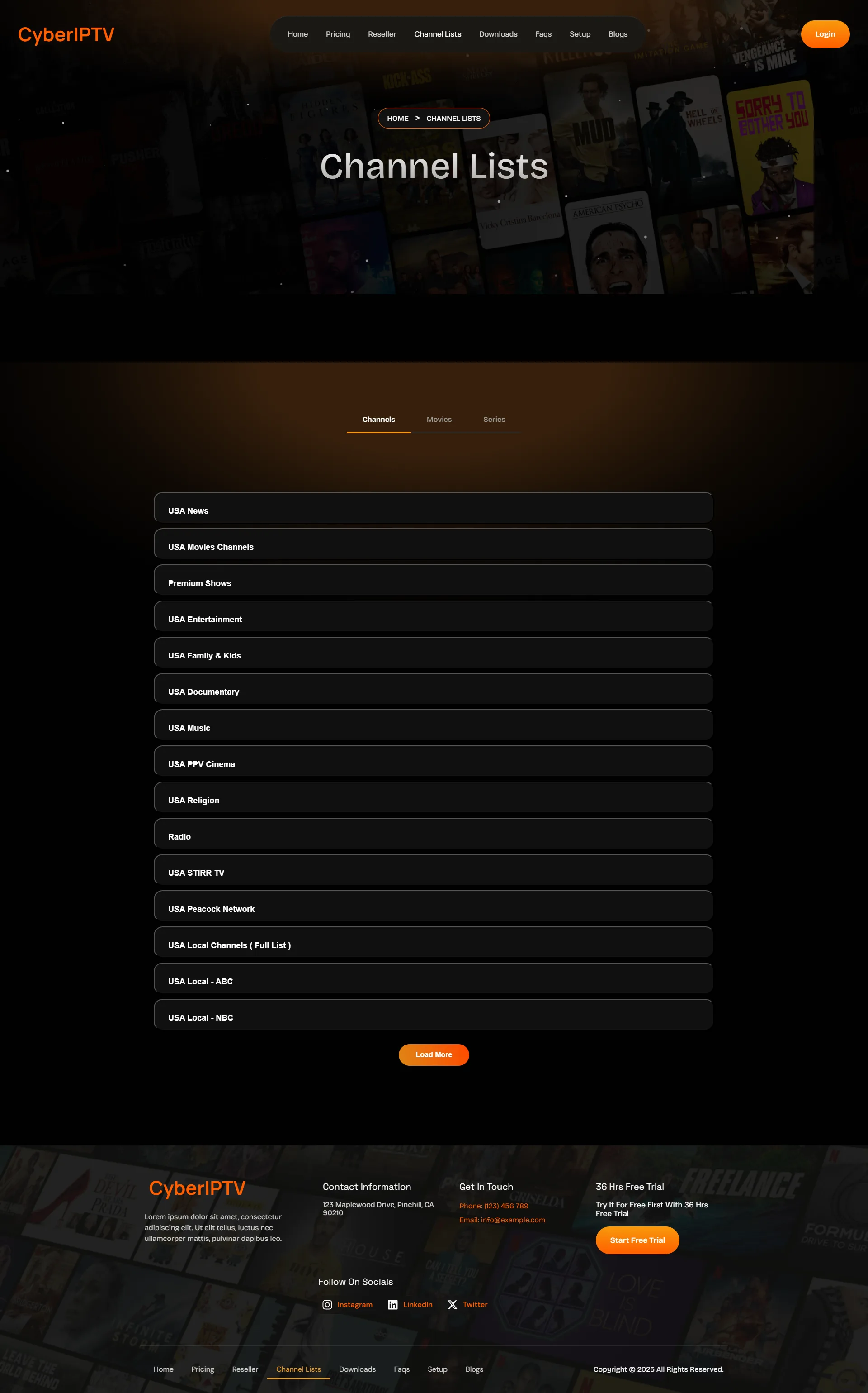 Channels — BronzeStream IPTV WordPress Theme