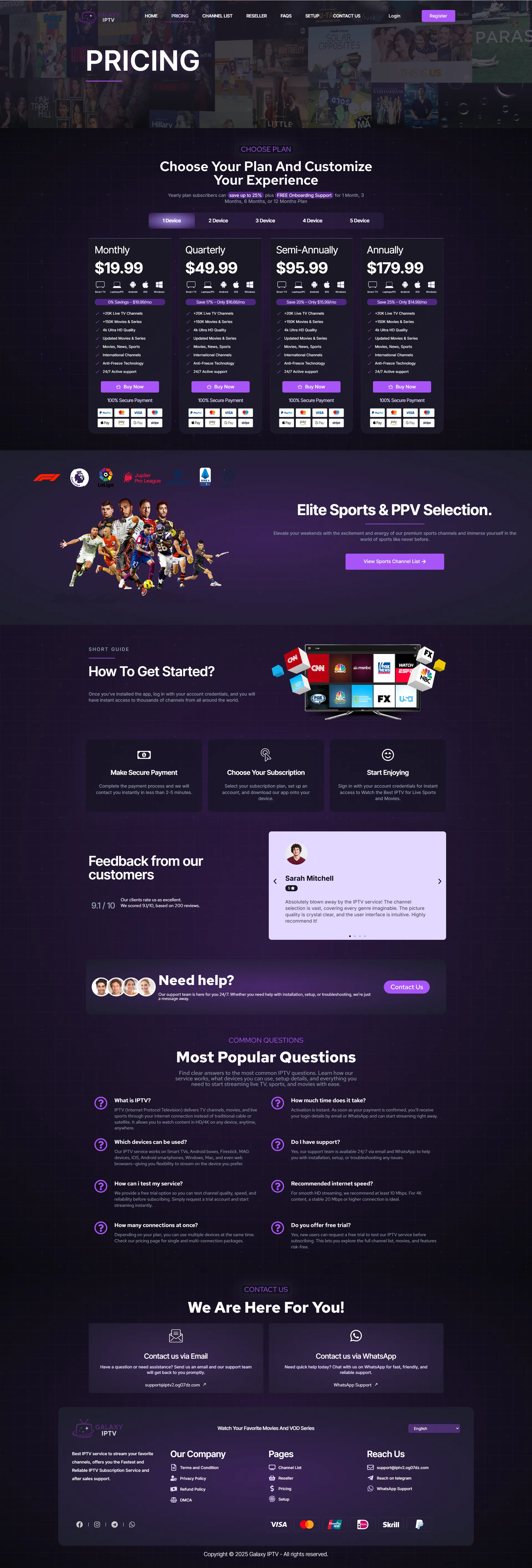 Pricing — CosmoStream IPTV WordPress Theme