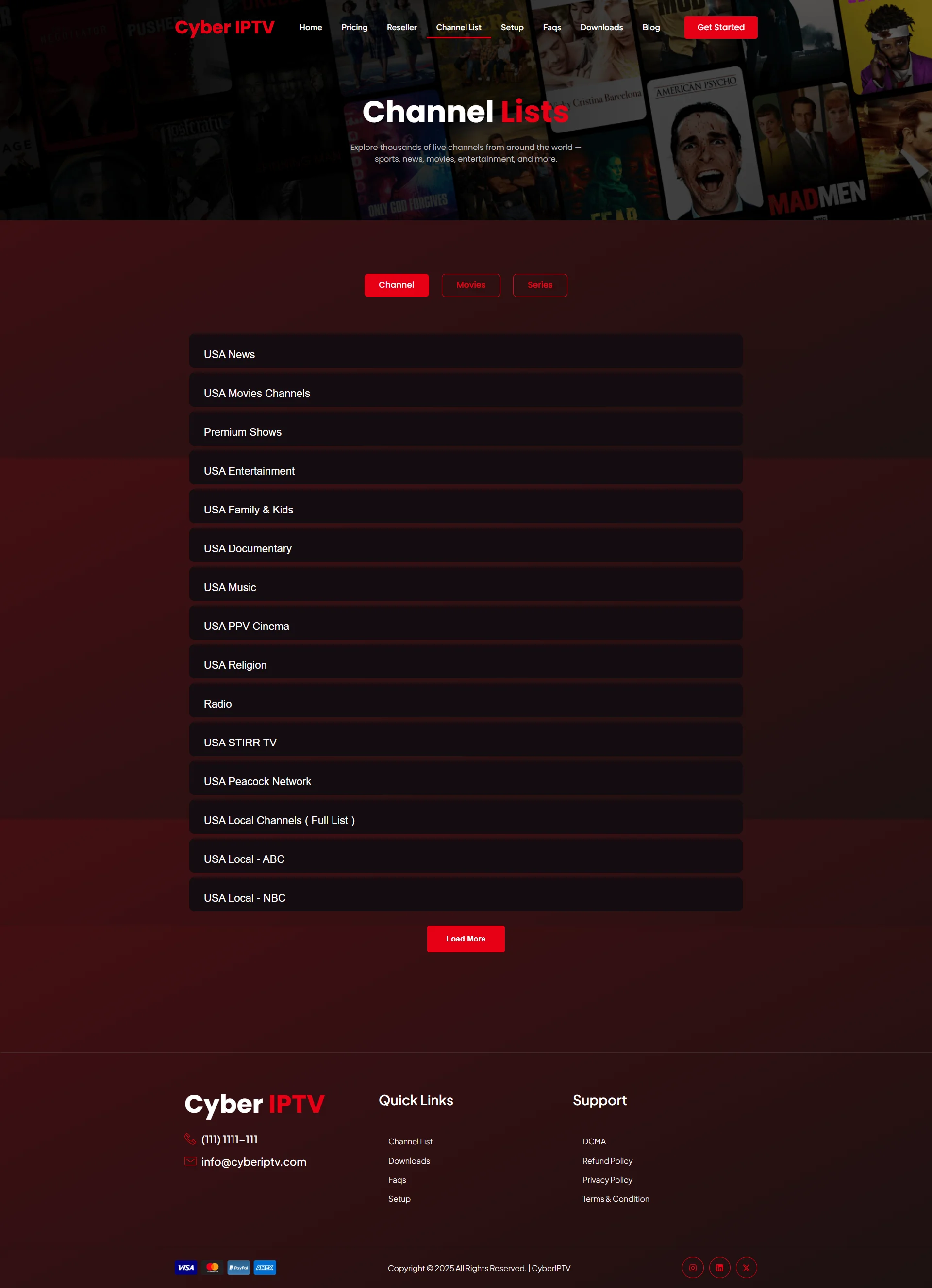 Channels — CrimsonPlay IPTV WordPress Theme