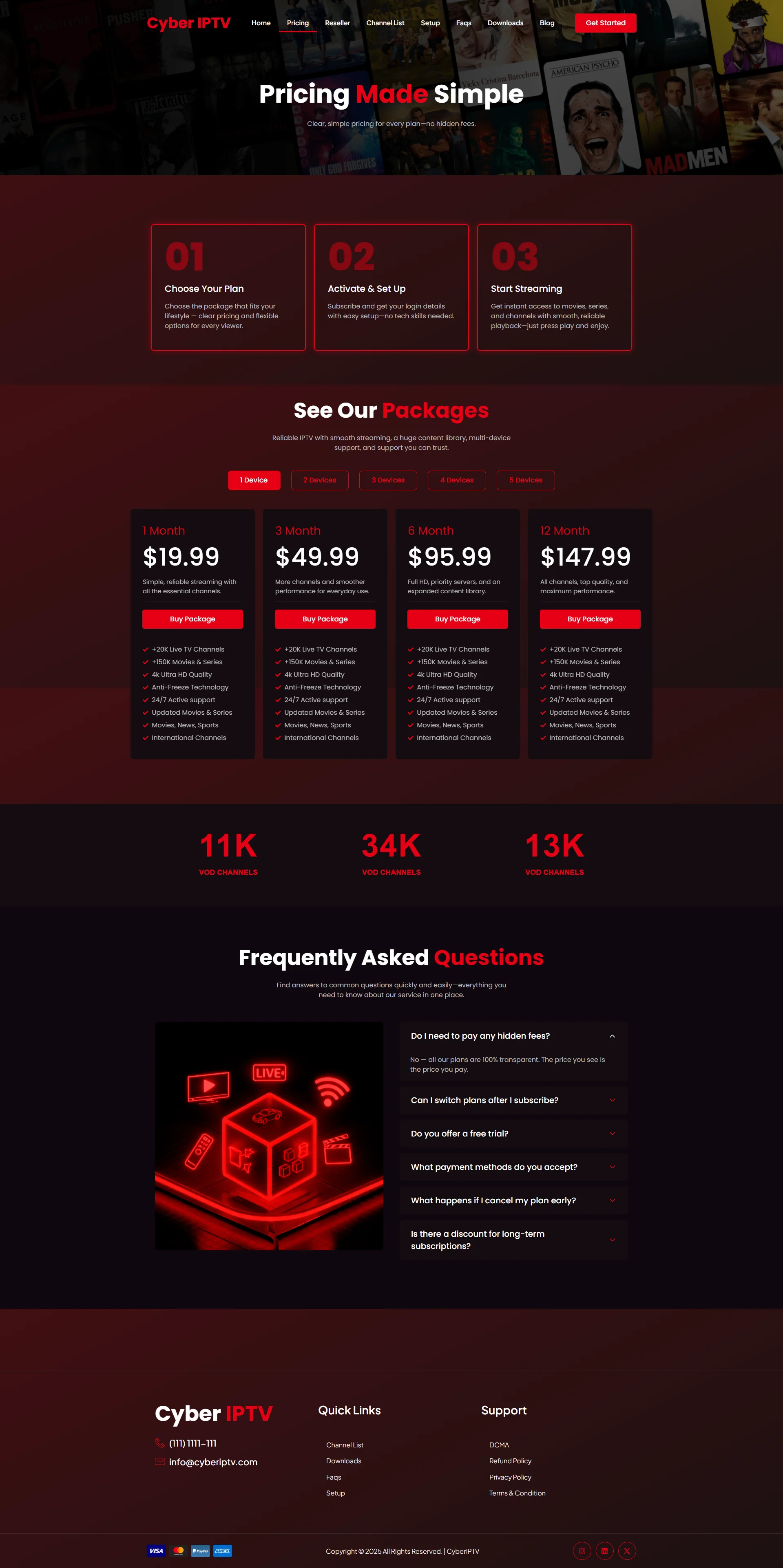 Pricing — CrimsonPlay IPTV WordPress Theme