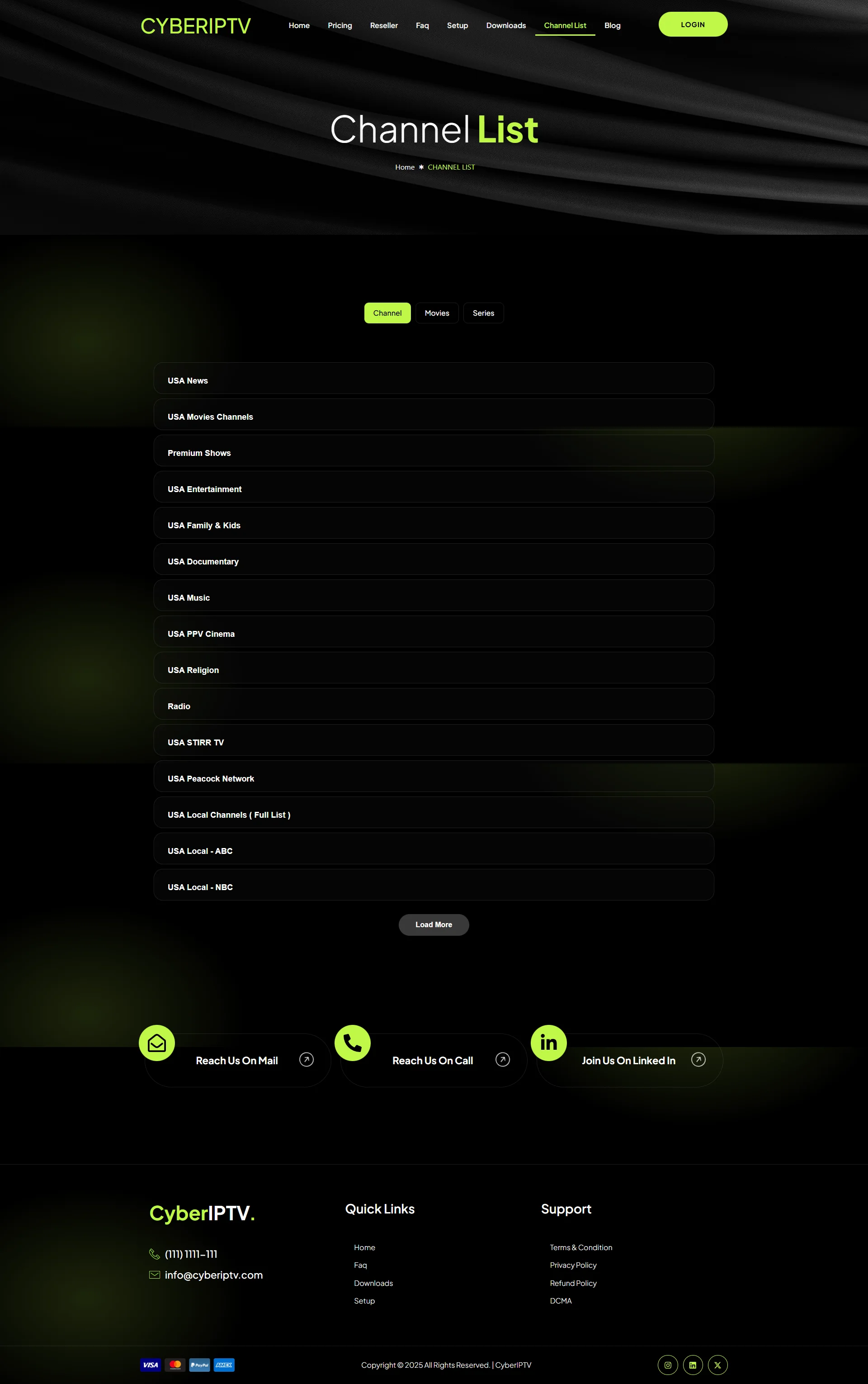 Channels — ElectroZest IPTV WordPress Theme