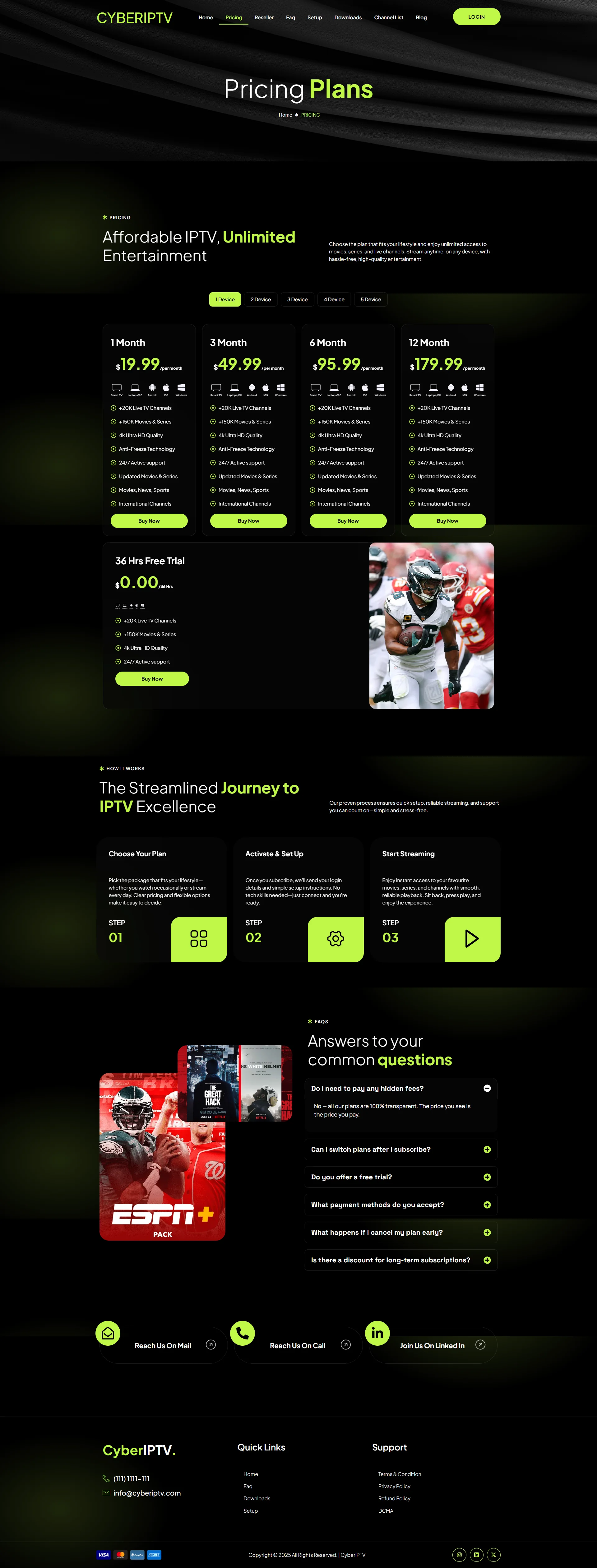 Pricing — ElectroZest IPTV WordPress Theme