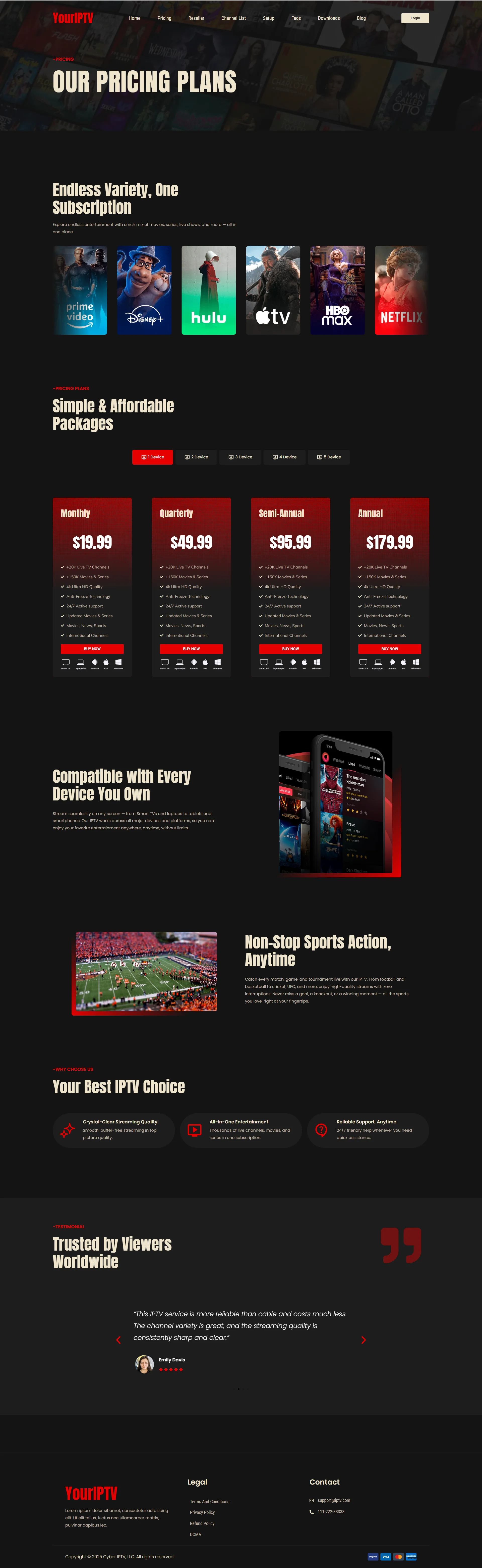 Pricing — EmberShade IPTV WordPress Theme