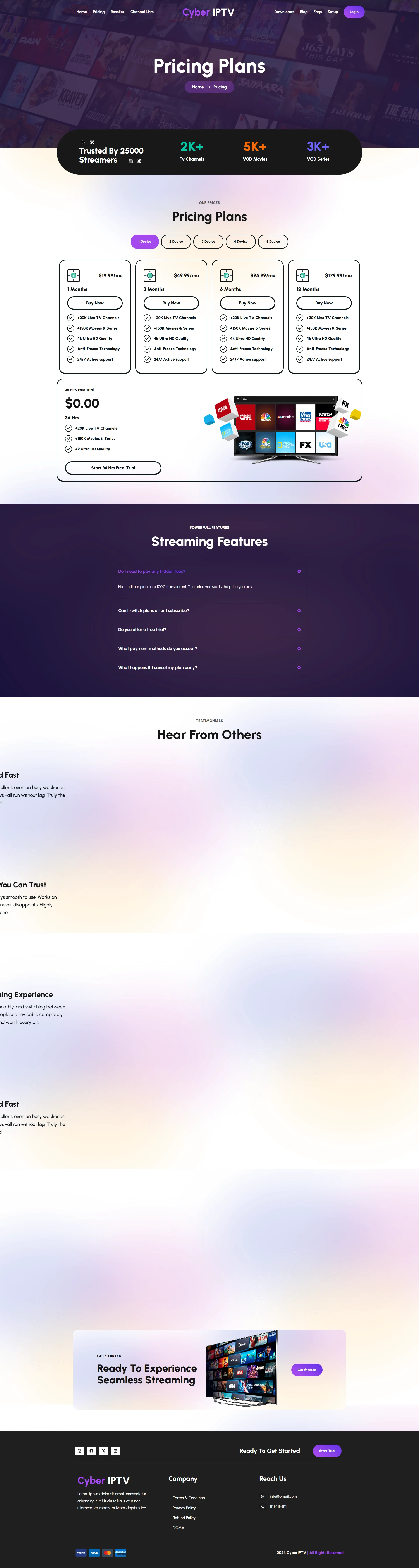 Pricing — FlixMaster IPTV WordPress Theme