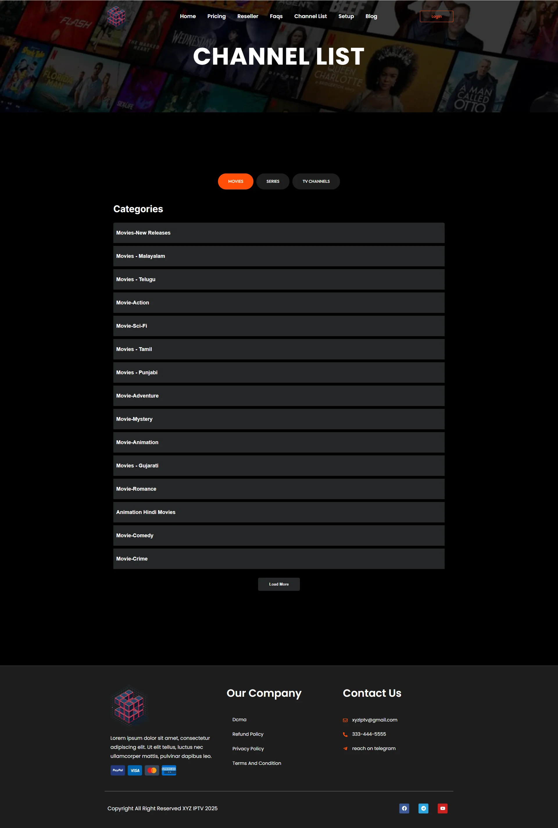 Channels — FutureFlix IPTV WordPress Theme