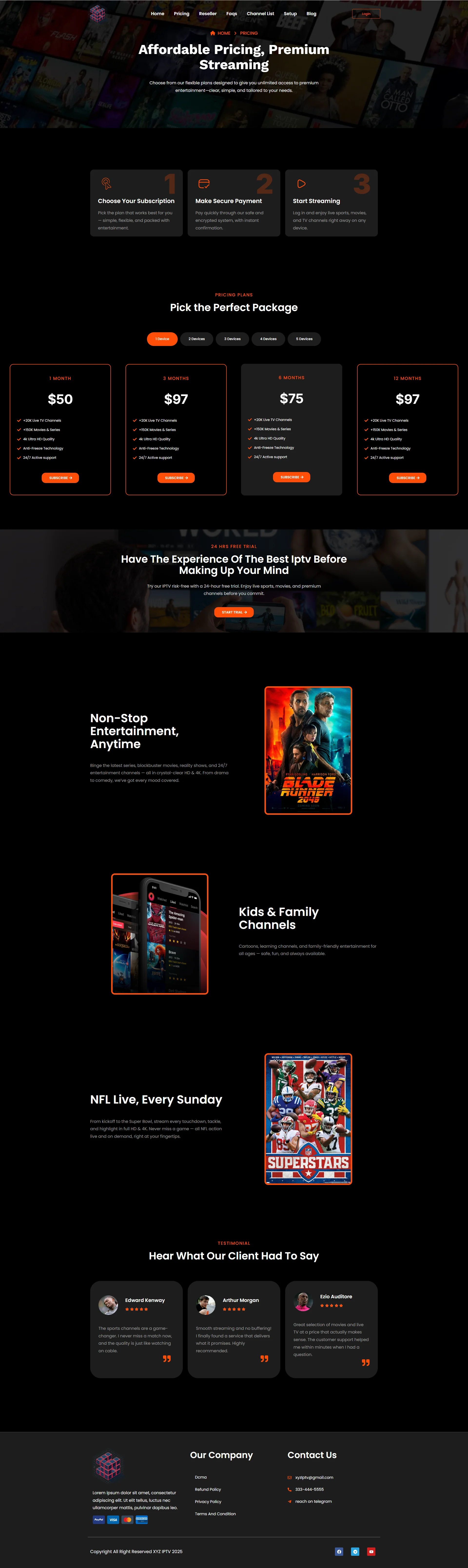 Pricing — FutureFlix IPTV WordPress Theme