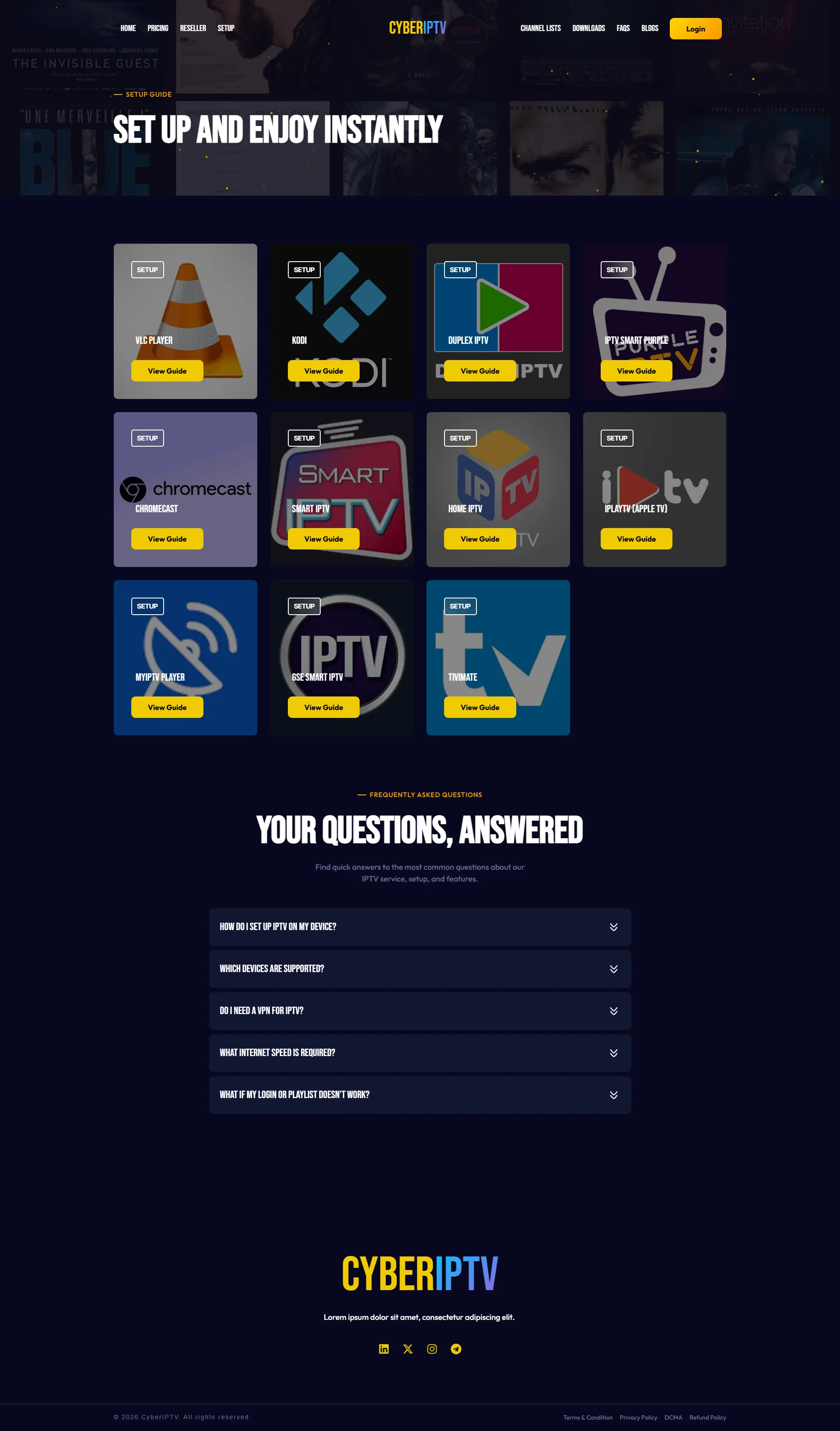 Setup — CosmicPulse IPTV WordPress Theme