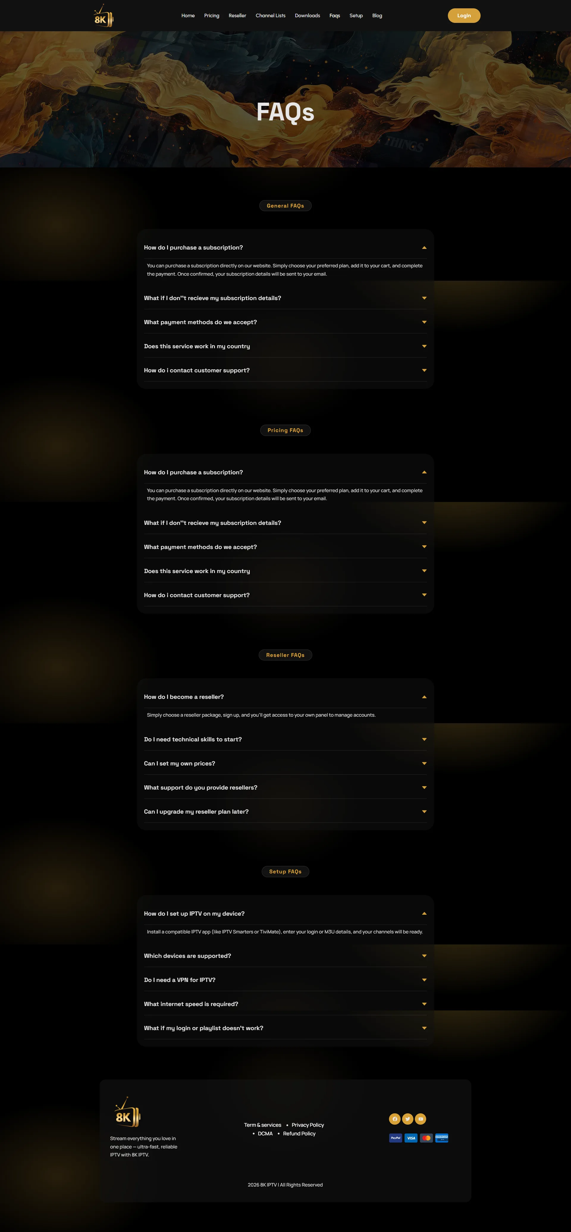 FAQ — RoyalGold 8K IPTV WordPress Theme