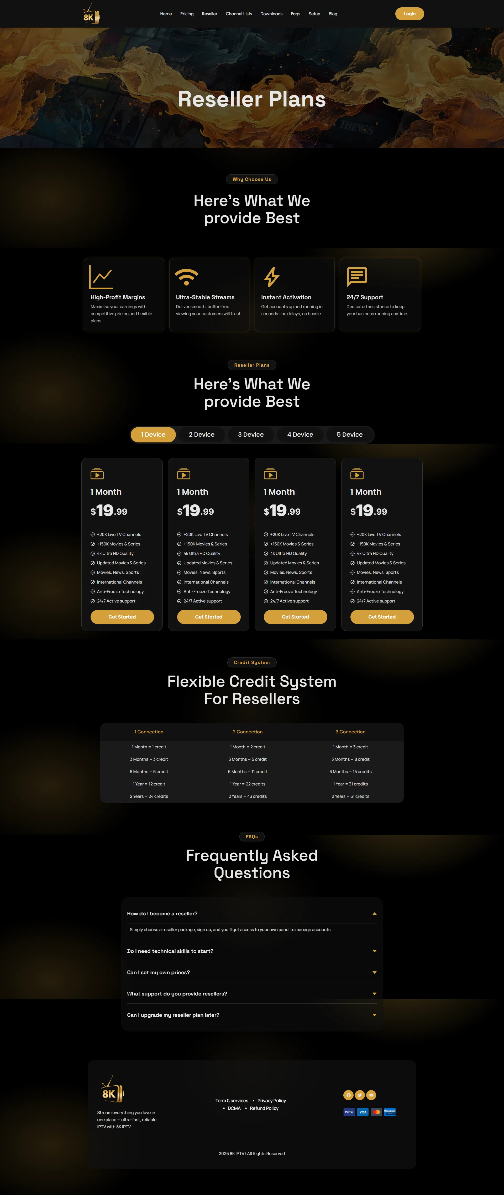 Reseller — RoyalGold 8K IPTV WordPress Theme