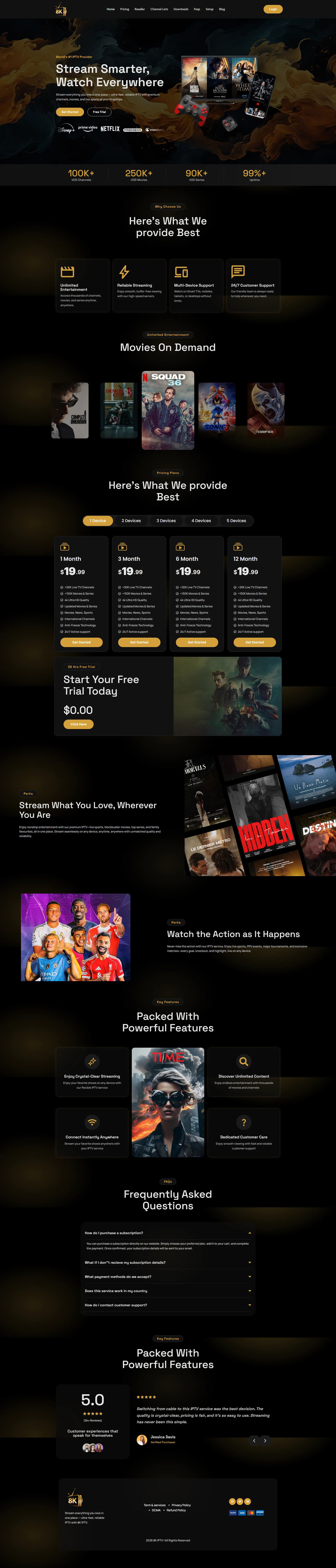 RoyalGold 8K IPTV WordPress Theme screenshot