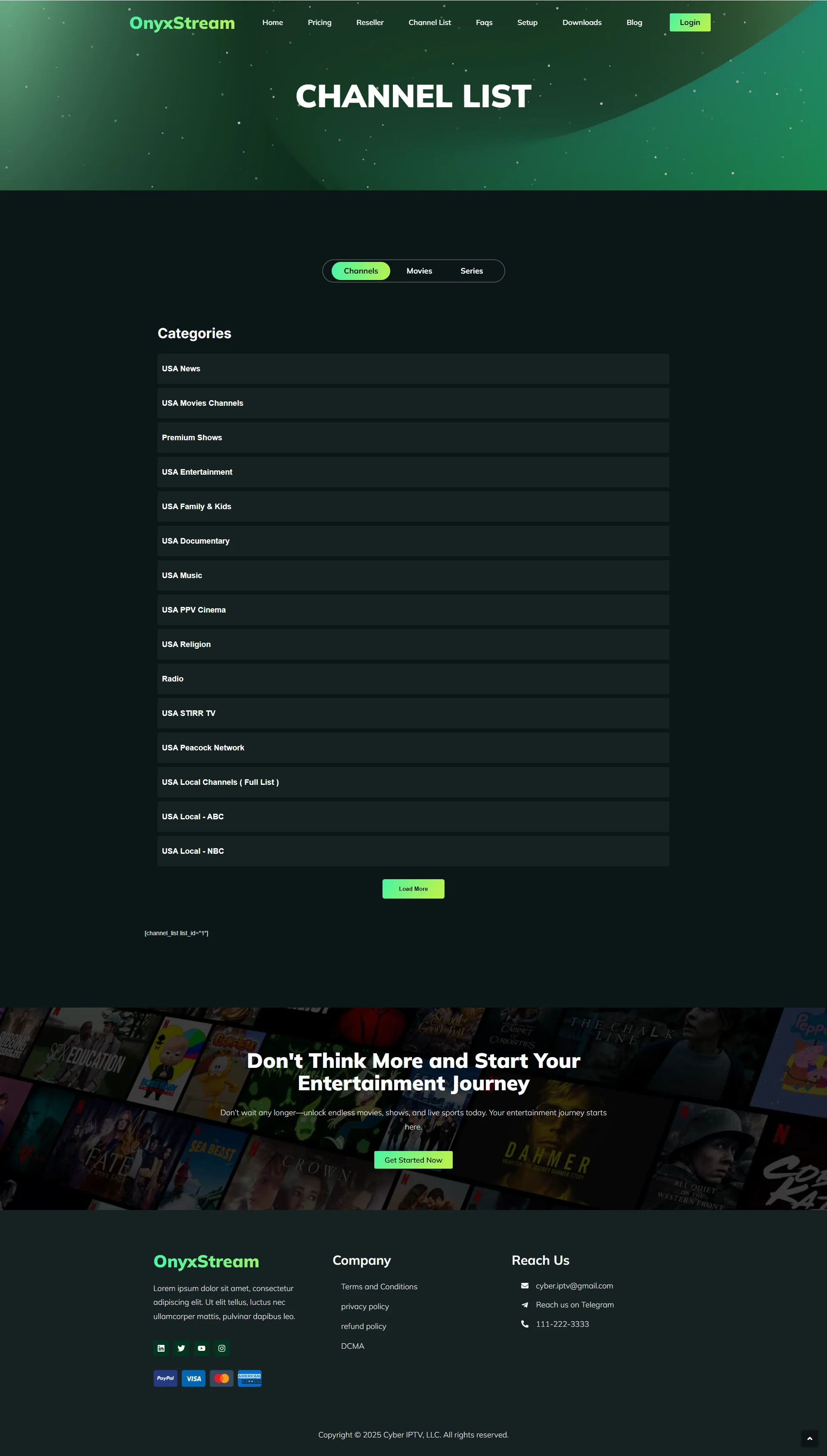 Channels — JadeOnyx IPTV WordPress Theme