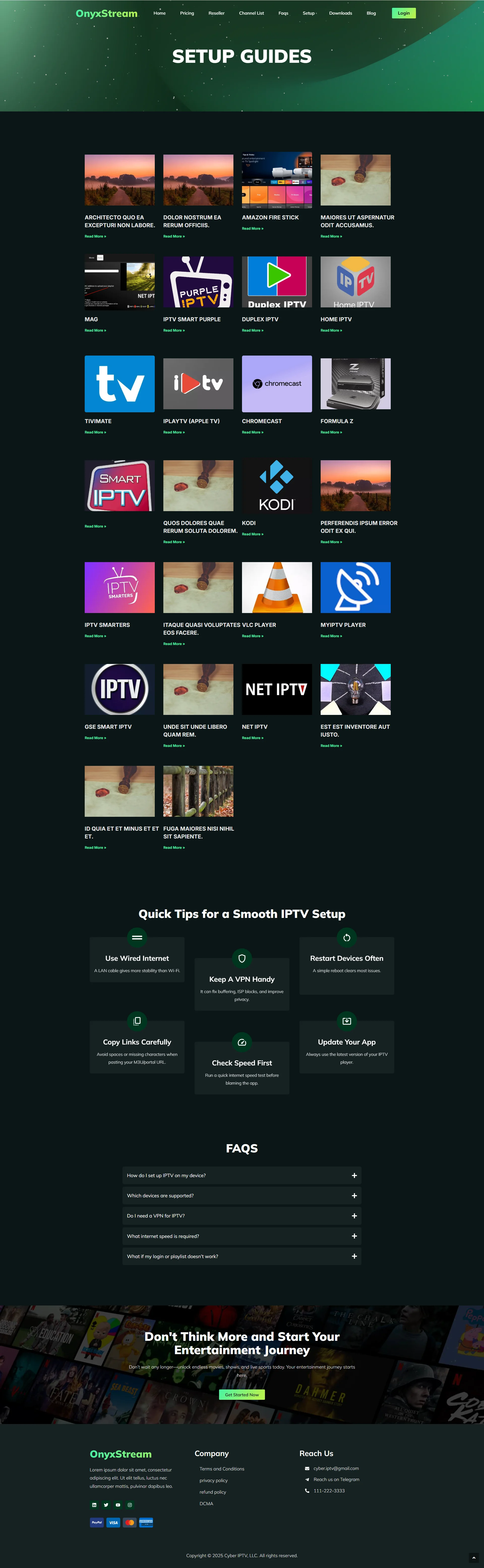 Setup — JadeOnyx IPTV WordPress Theme
