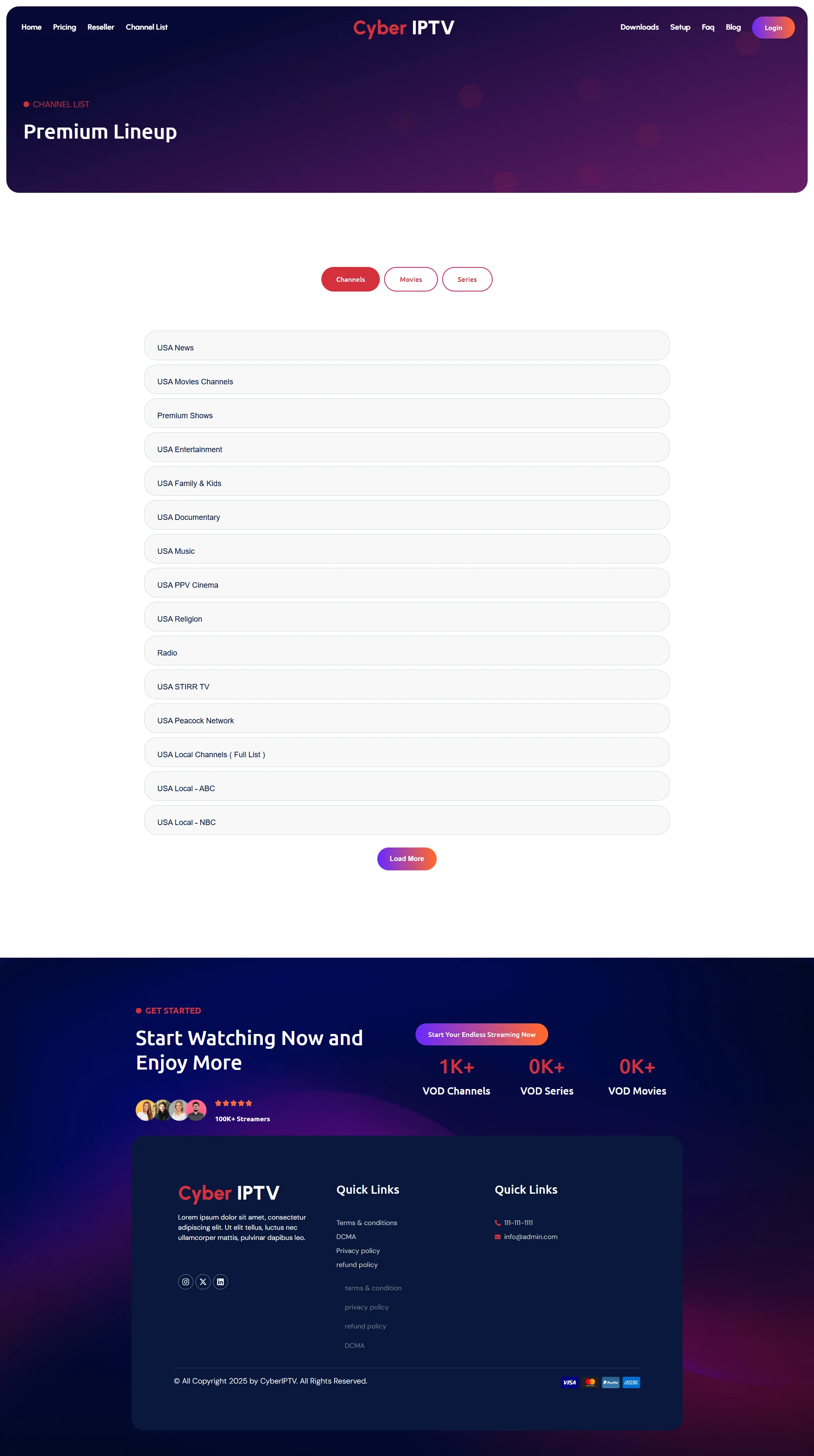 Channels — LavenderBox IPTV WordPress Theme