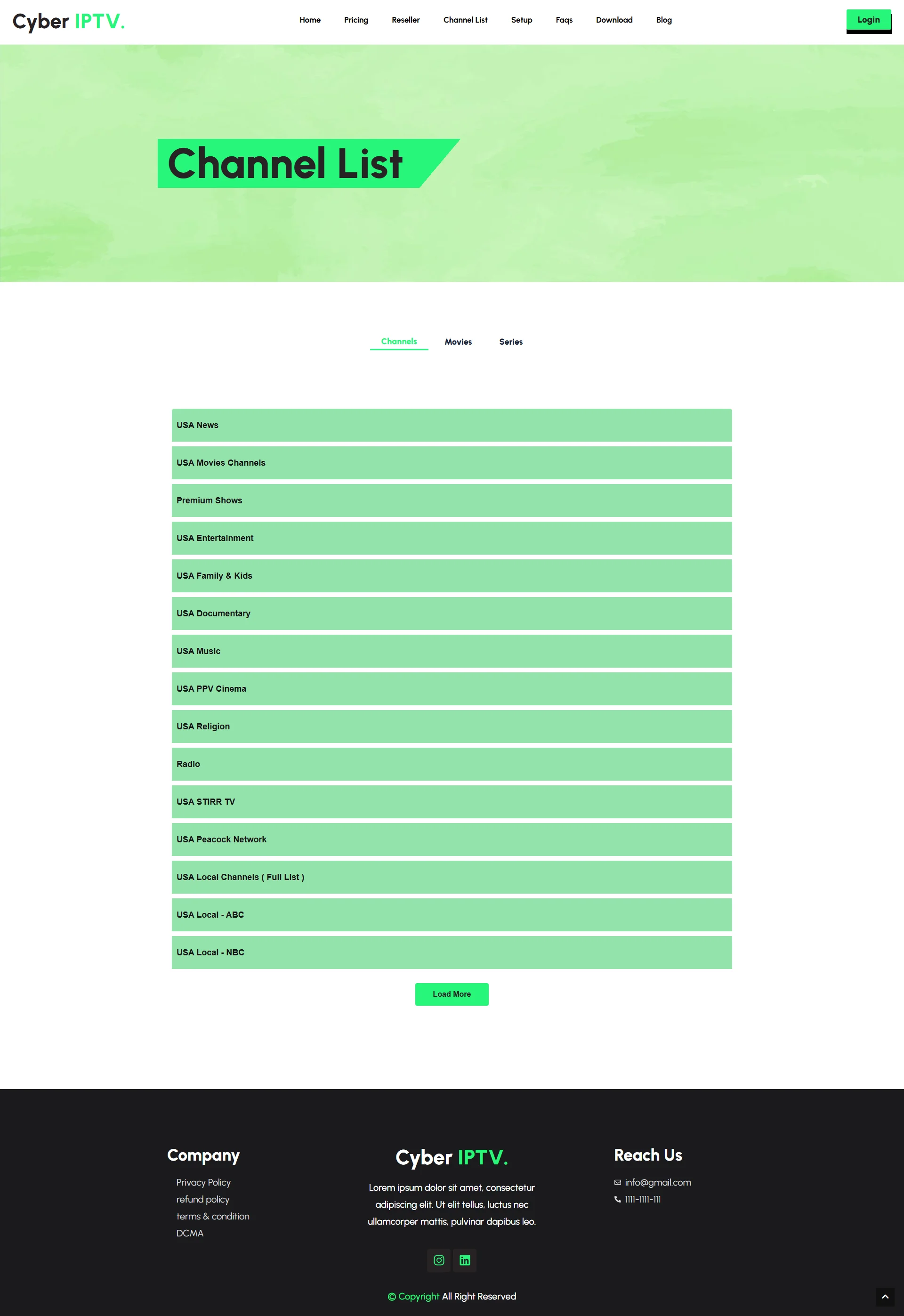 Channels — MatrixNeon IPTV WordPress Theme