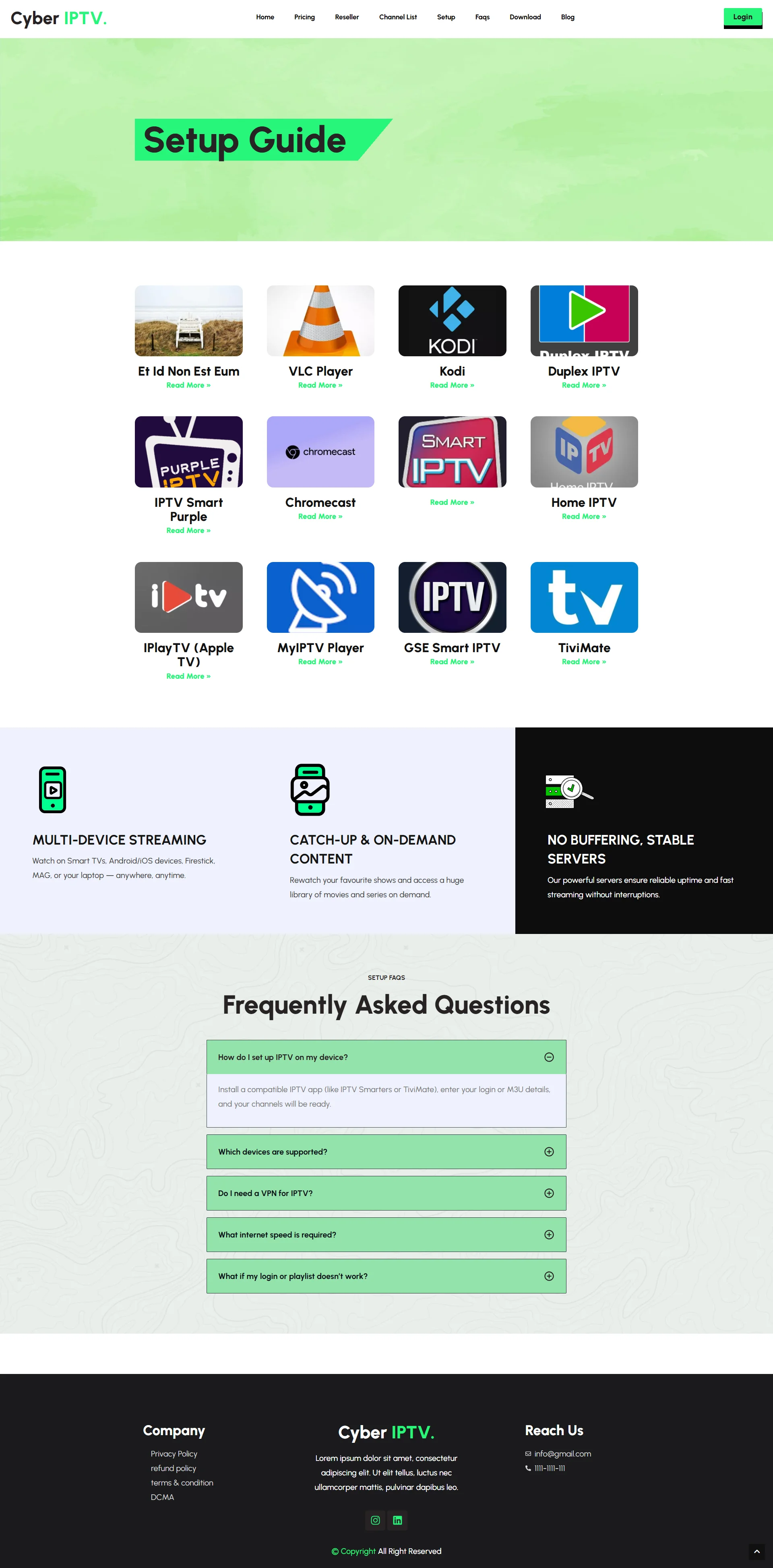 Setup — MatrixNeon IPTV WordPress Theme
