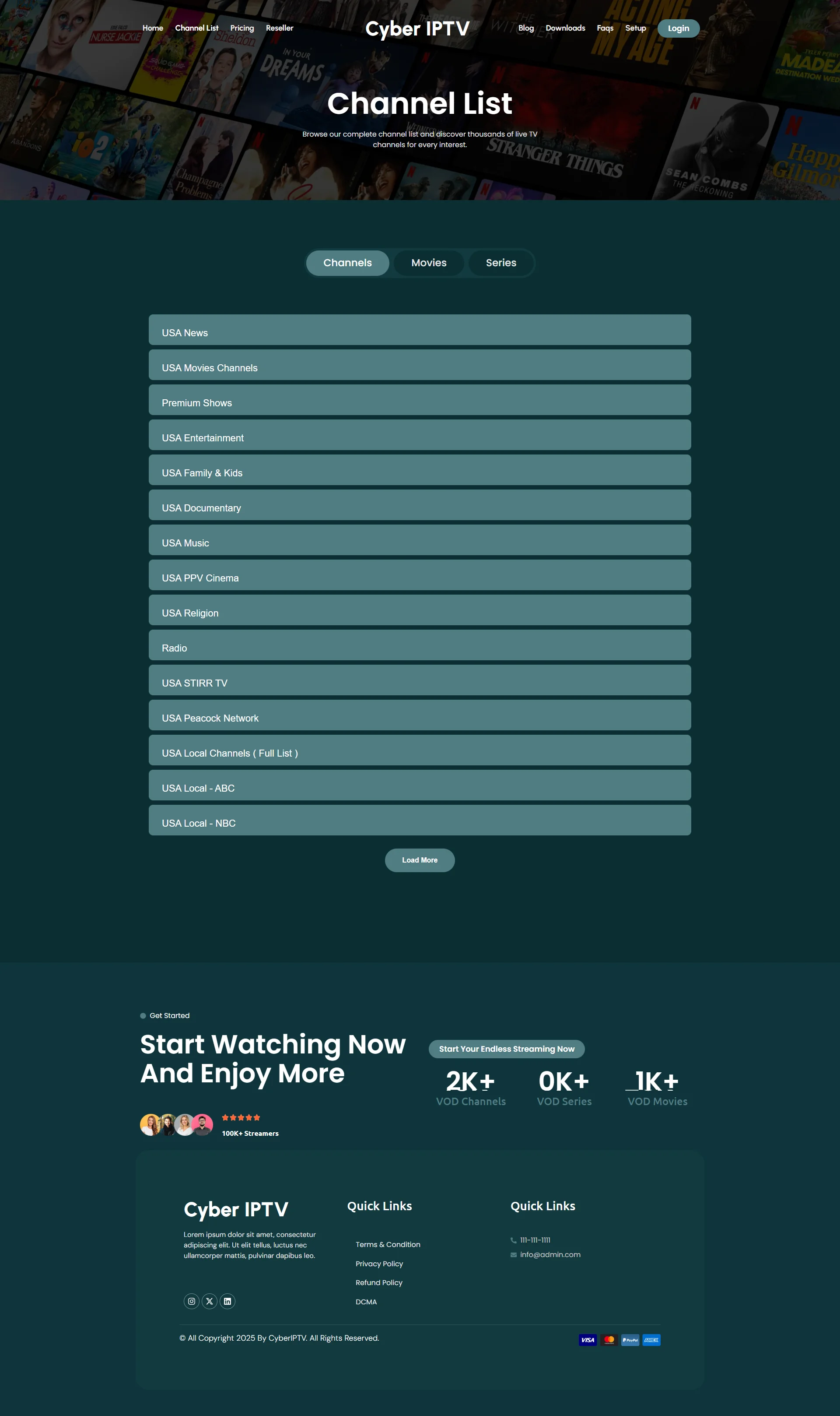 Channels — MidnightWave IPTV WordPress Theme