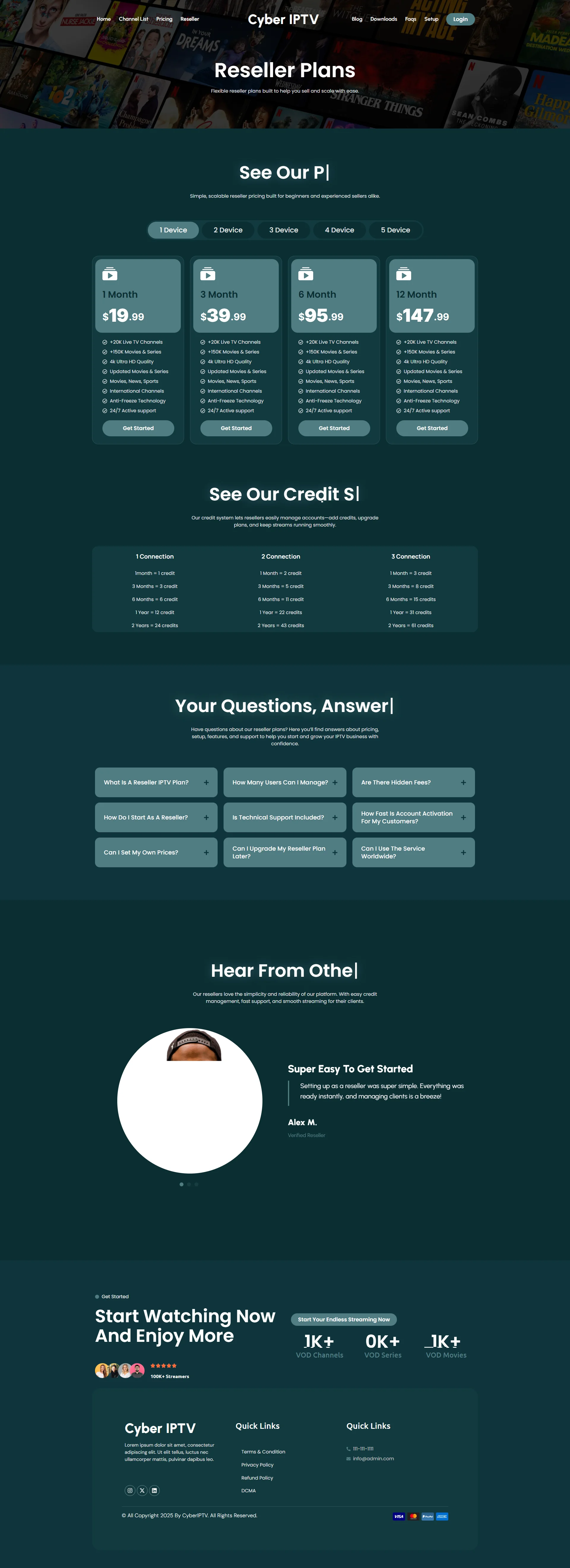 Reseller — MidnightWave IPTV WordPress Theme