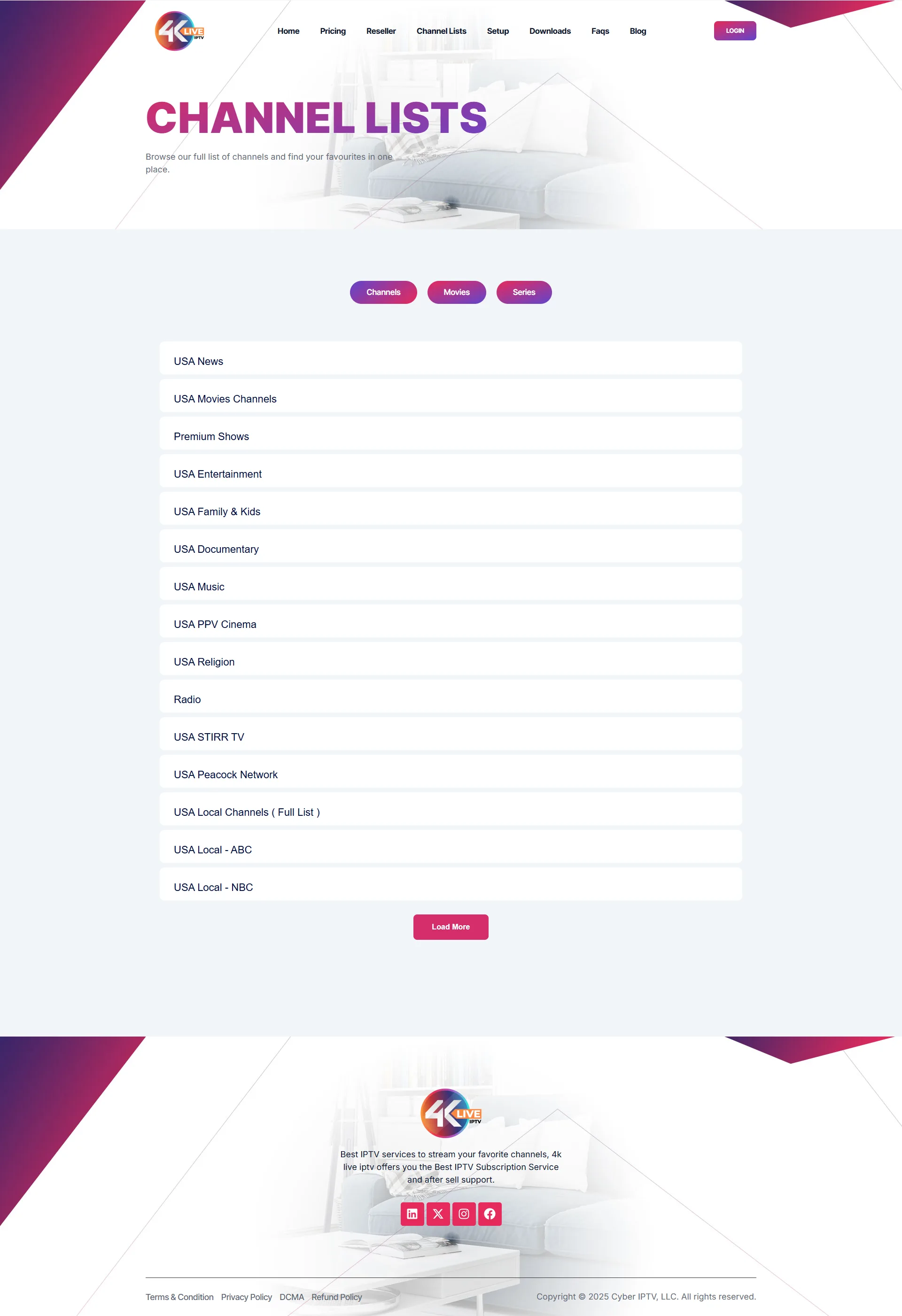 Channels — MagentaLive IPTV WordPress Theme
