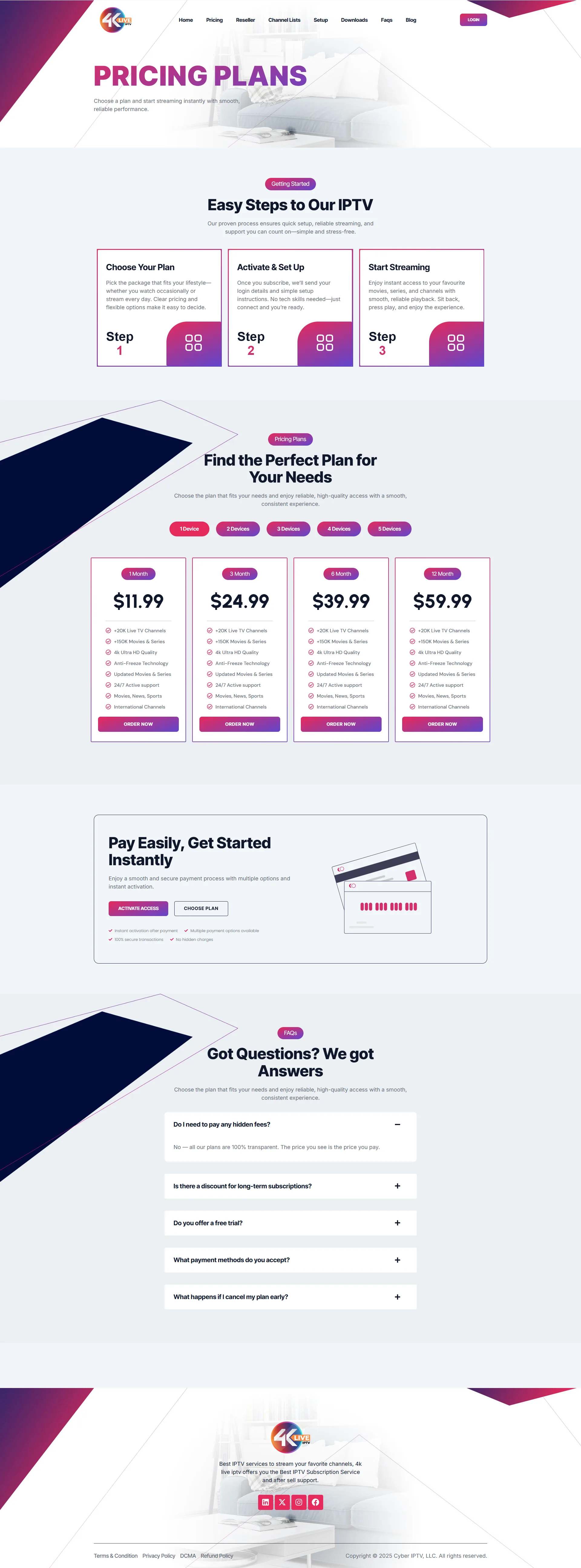 Pricing — MagentaLive IPTV WordPress Theme