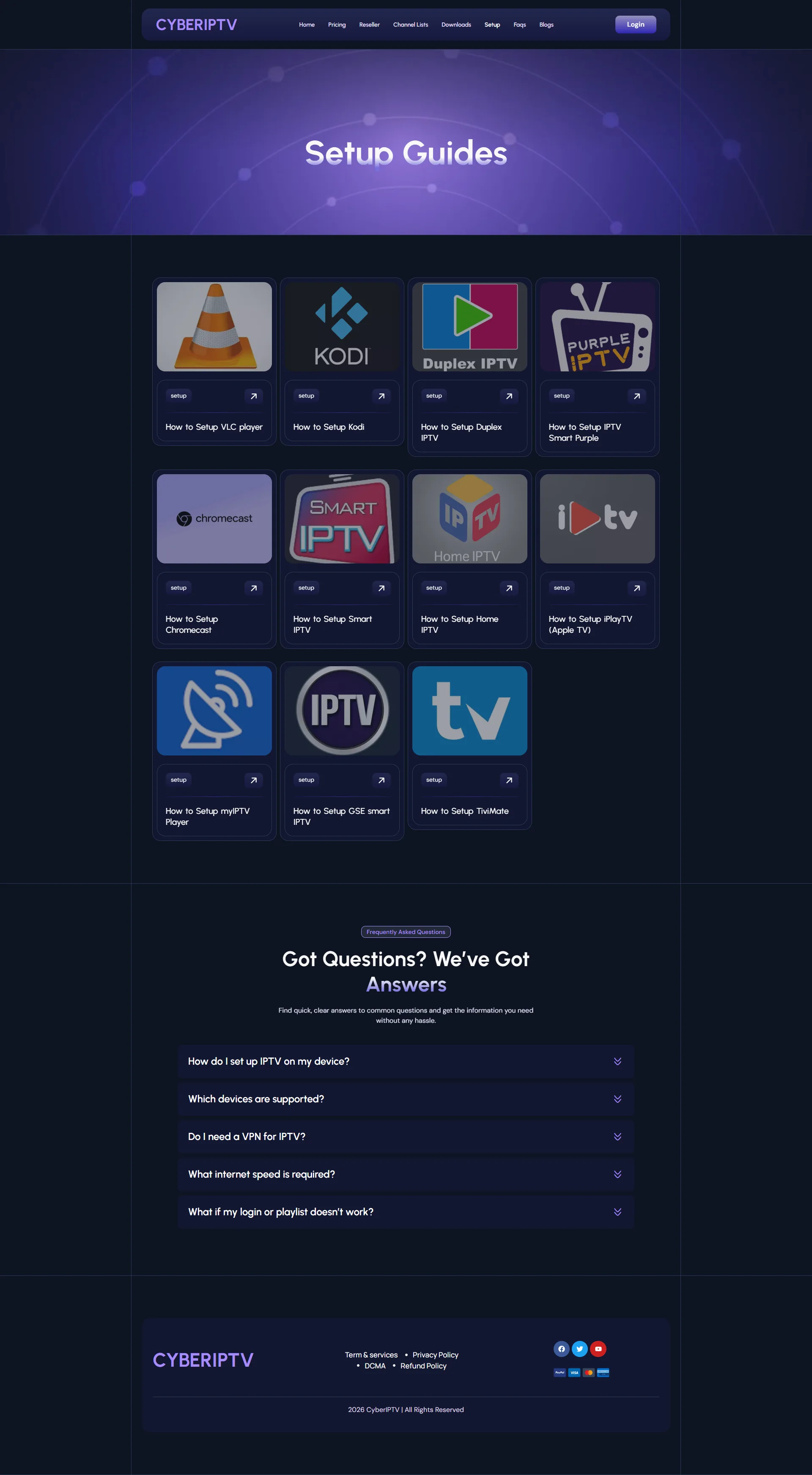 Setup — NeonIndigo IPTV WordPress Theme