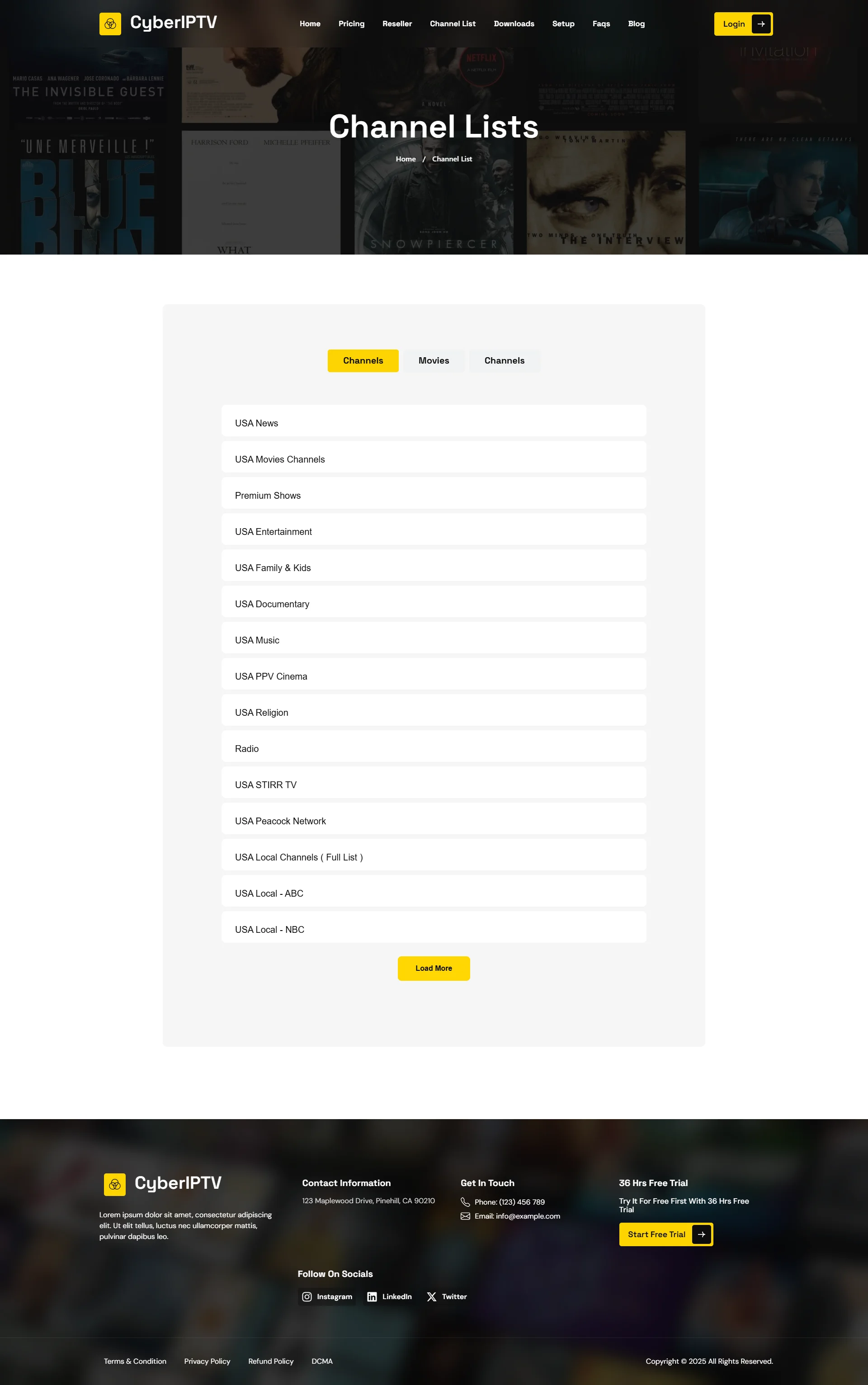 Channels — RapidFlix IPTV WordPress Theme