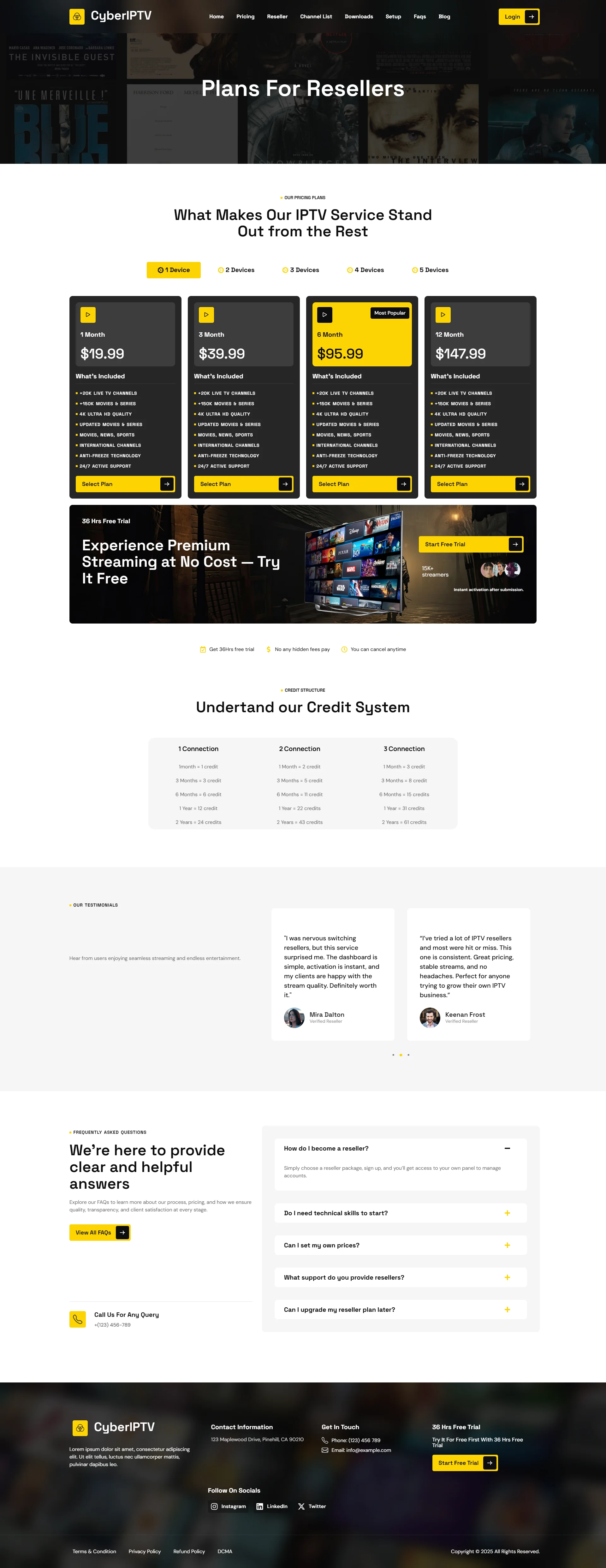 Reseller — RapidFlix IPTV WordPress Theme