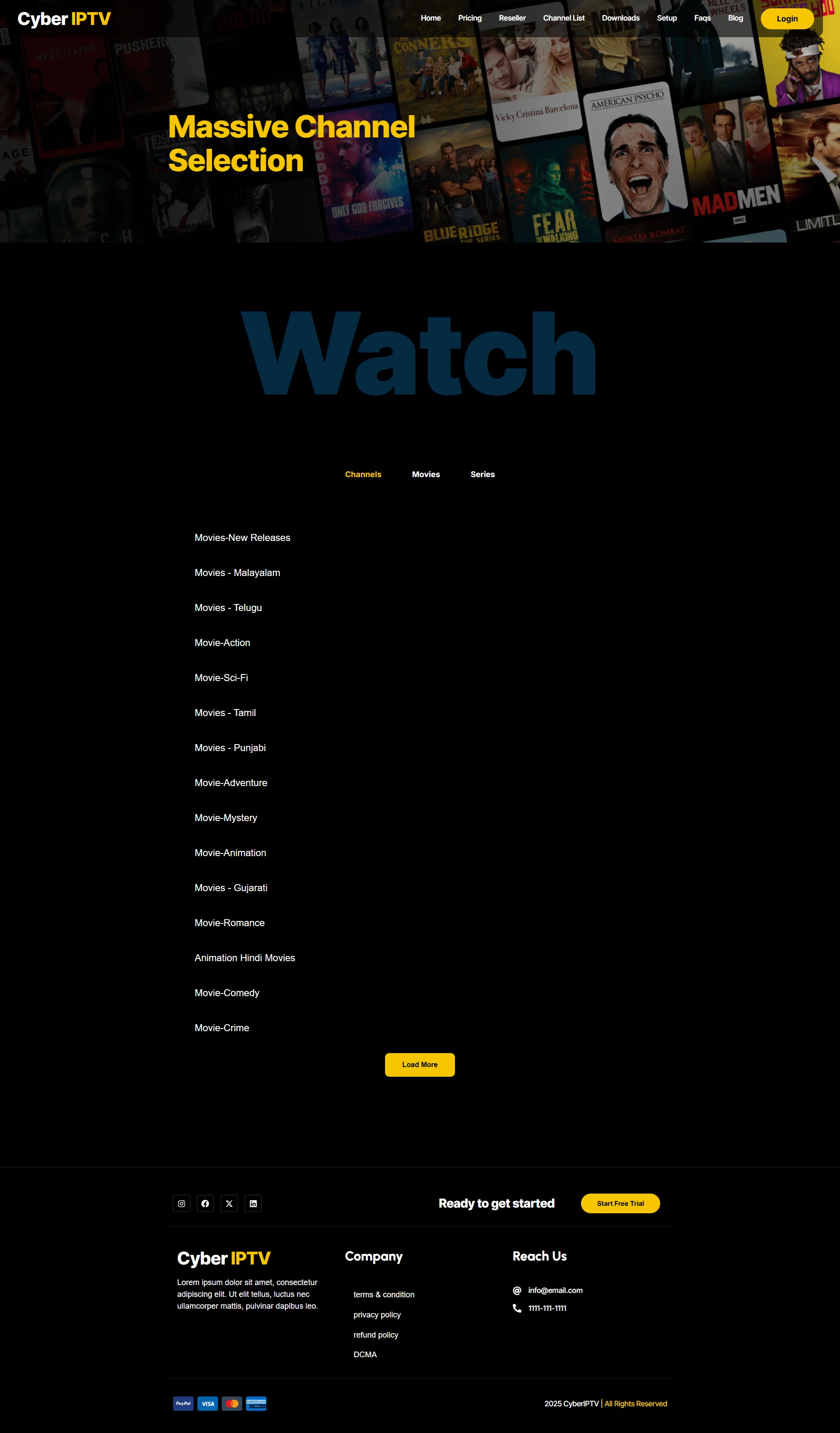 Channels — RoseLuxe IPTV WordPress Theme