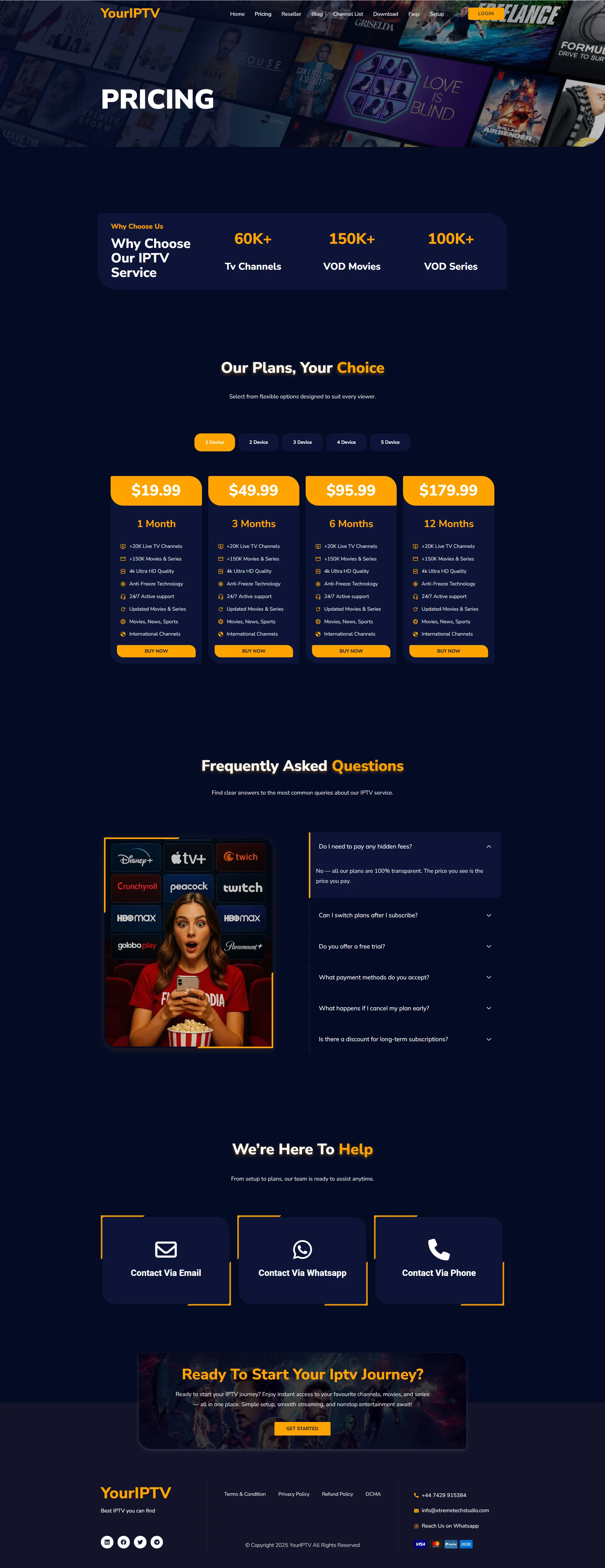 Pricing — RoyalAurum IPTV WordPress Theme