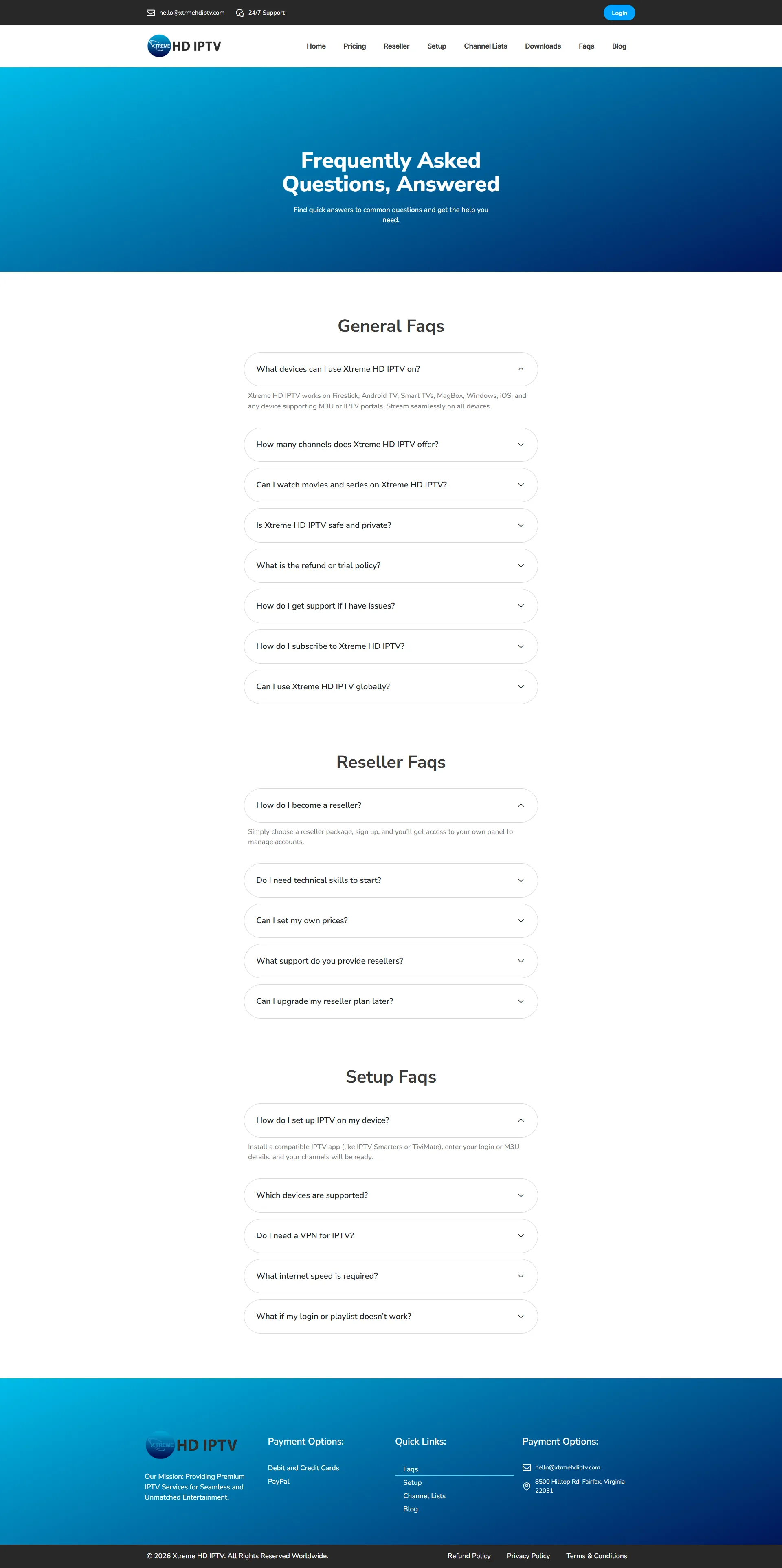 FAQ — OceanHD IPTV WordPress Theme