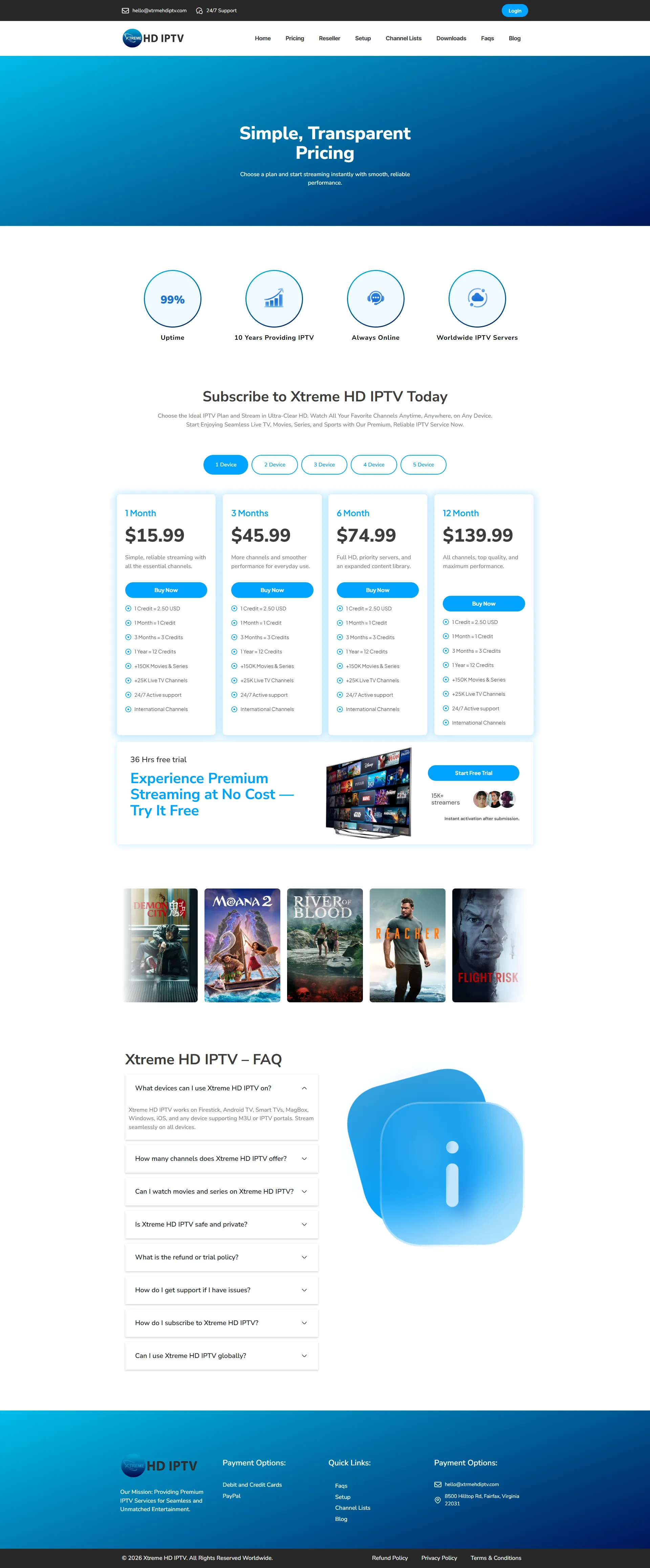 Pricing — OceanHD IPTV WordPress Theme