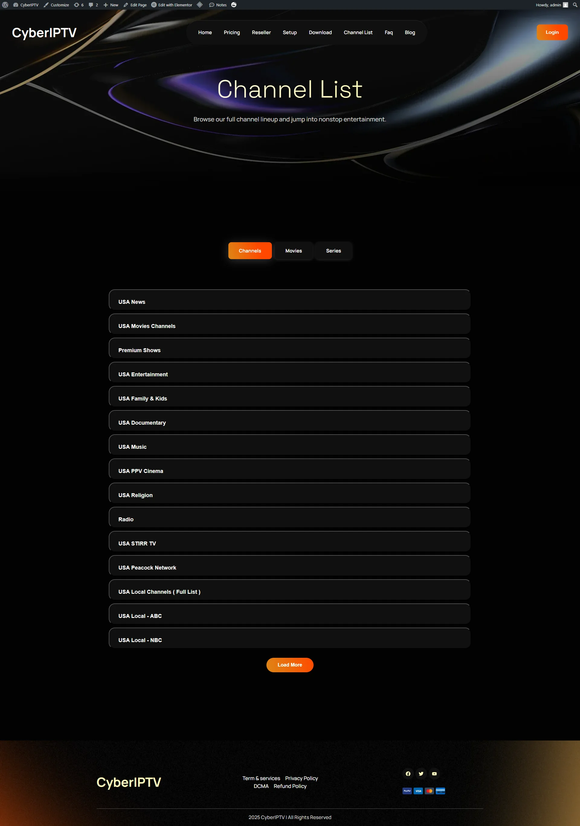 Channels — StellarDusk IPTV WordPress Theme